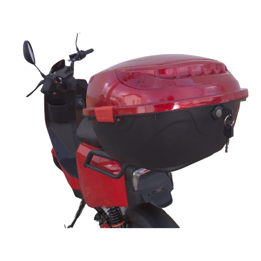 Bicicleta Elétrica Wasp 800w S/ Pedal Sem Cnh Moto Scooter - Cor: Vermelho Com baú