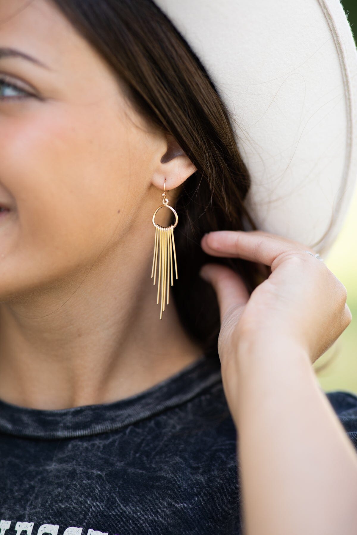 Gold Sunburst Fringe Earrings
