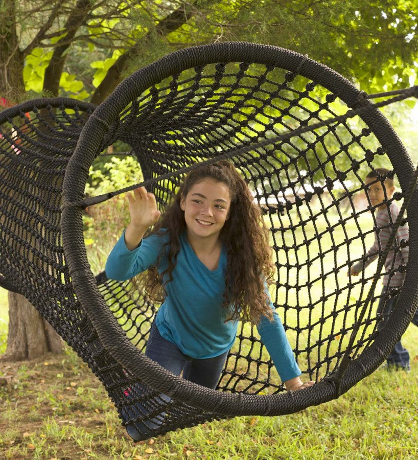 Weather-Resistant Hanging Woven Rope Tunnel Bridge for Kids， 6'L x 35