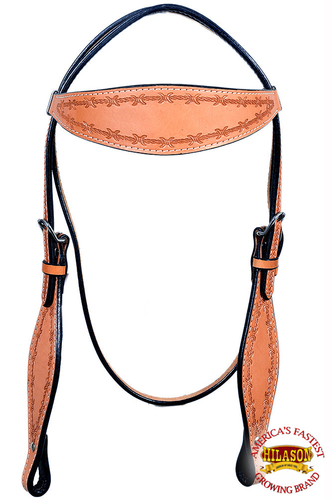 81BH Western Horse Headstall Tack Bridle American Leather Barb Wire Hilason