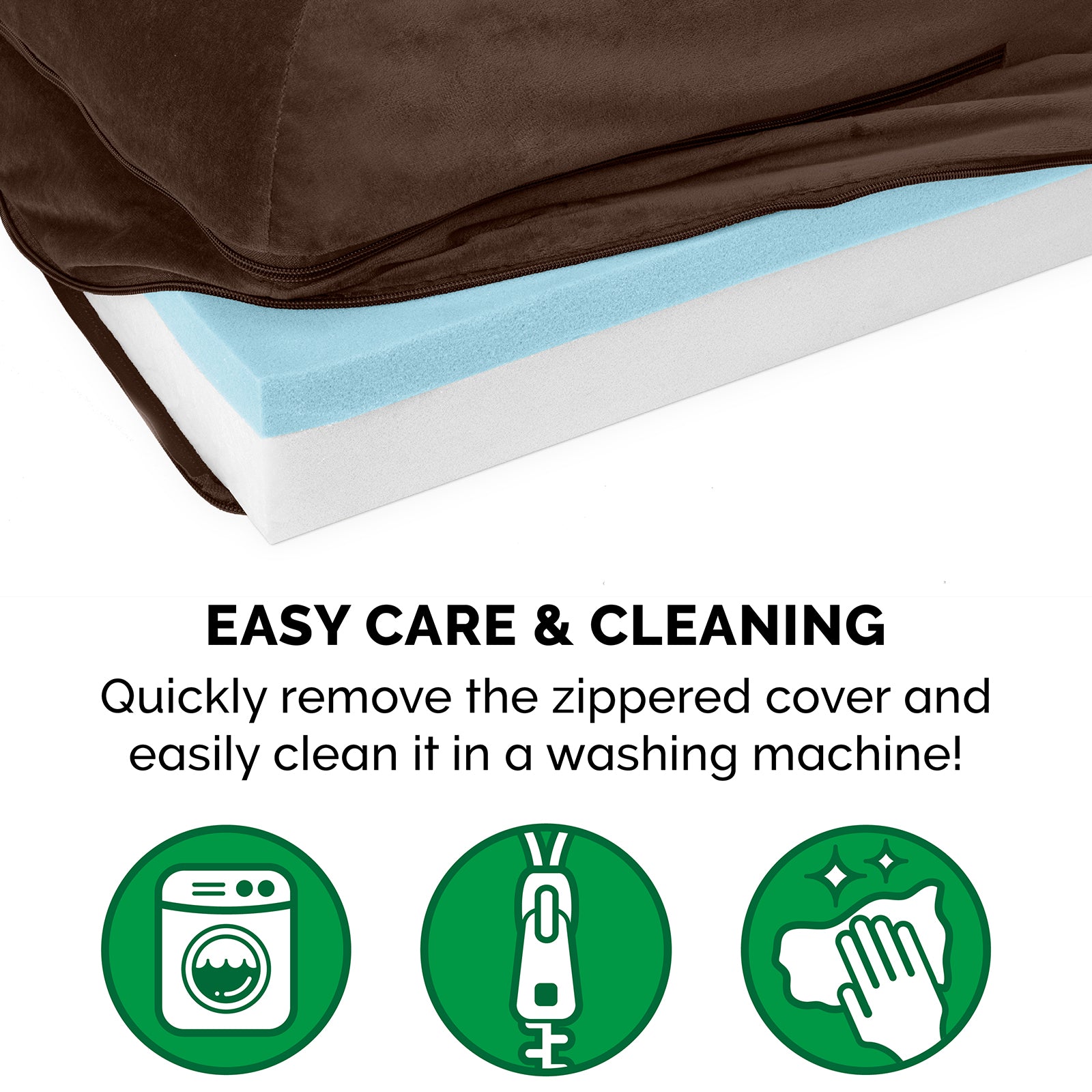 FurHaven Pet Products | Deluxe Cooling Gel Memory Foam Orthopedic Plush and Velvet L-Shaped Lounge Pet Bed for Dogs and Cats， Sable Brown， Medium