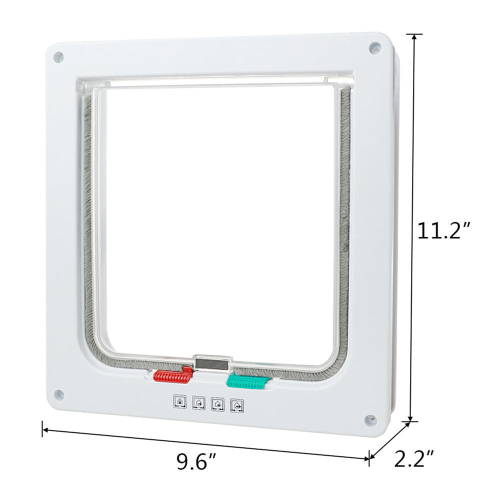 JahyShow 4 Way Pet Door Cat Puppy Dog Magnetic Lock Lockable Safe Flap Door Frame ABS