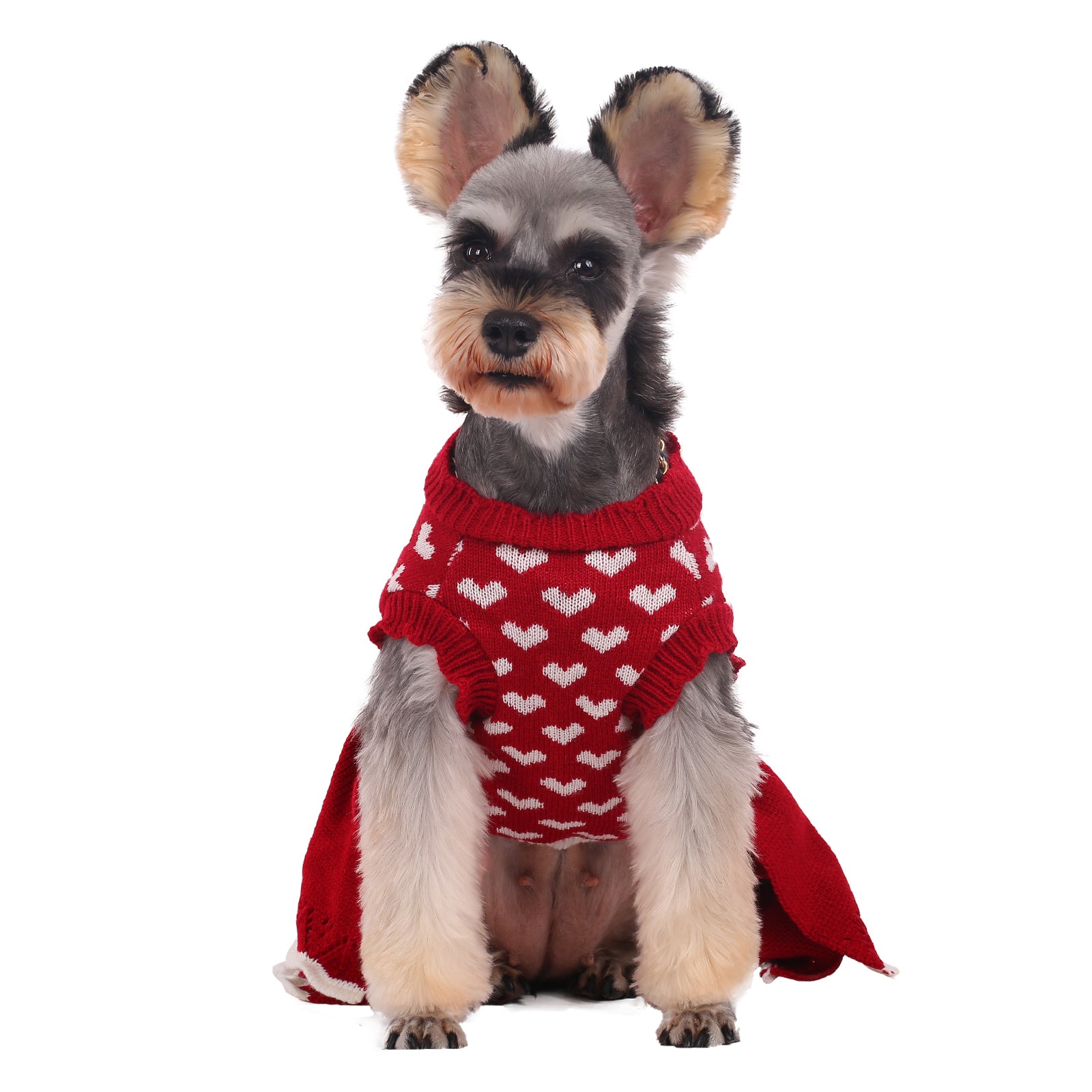 Kuoser Acrylic Heart New Year's Eve， Valentine's Day and Halloween Dog Sweater， Red， XS