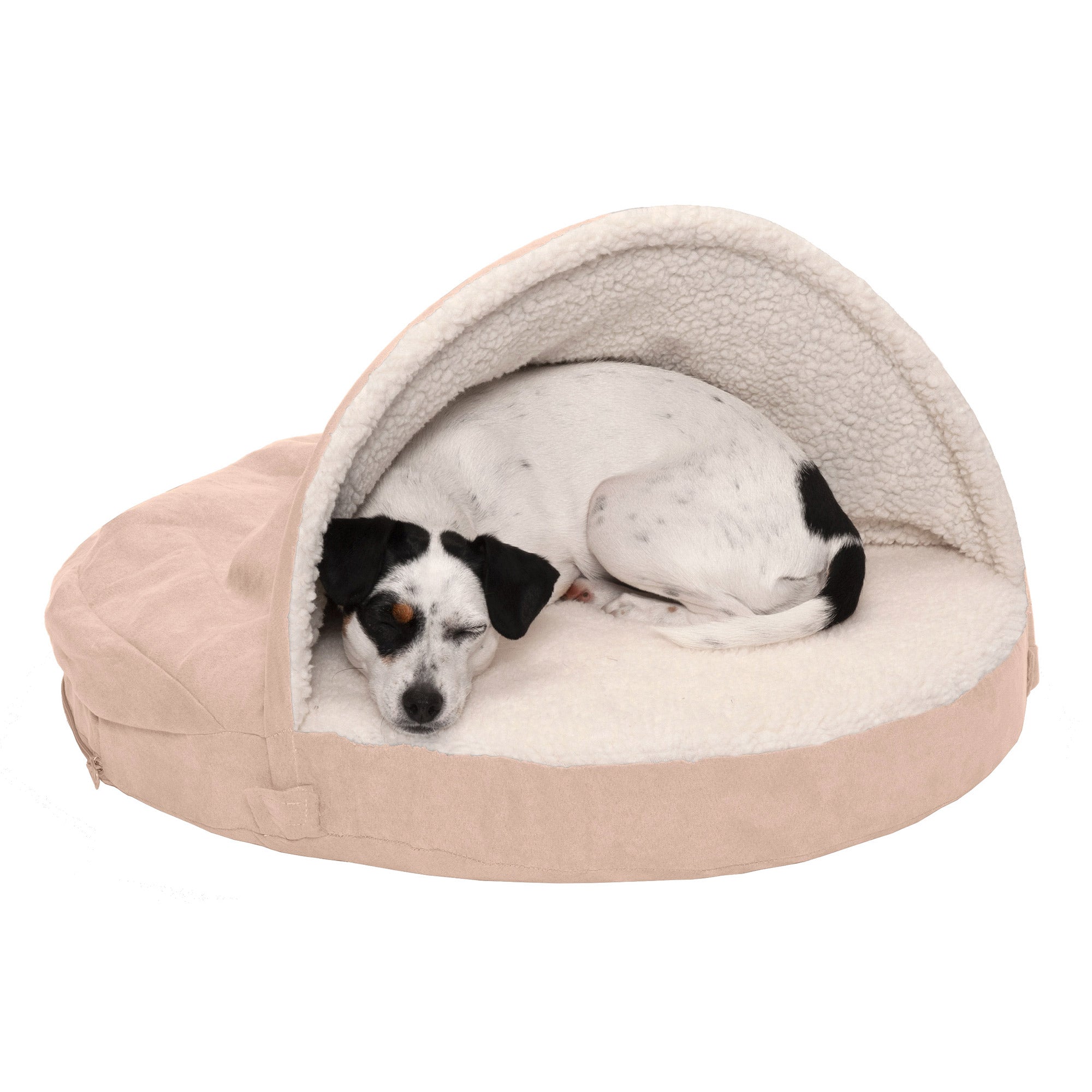 FurHaven | Orthopedic Faux Sheepskin Snuggery Burrow Pet Bed for Dogs and Cats， Cream， 26-Inch