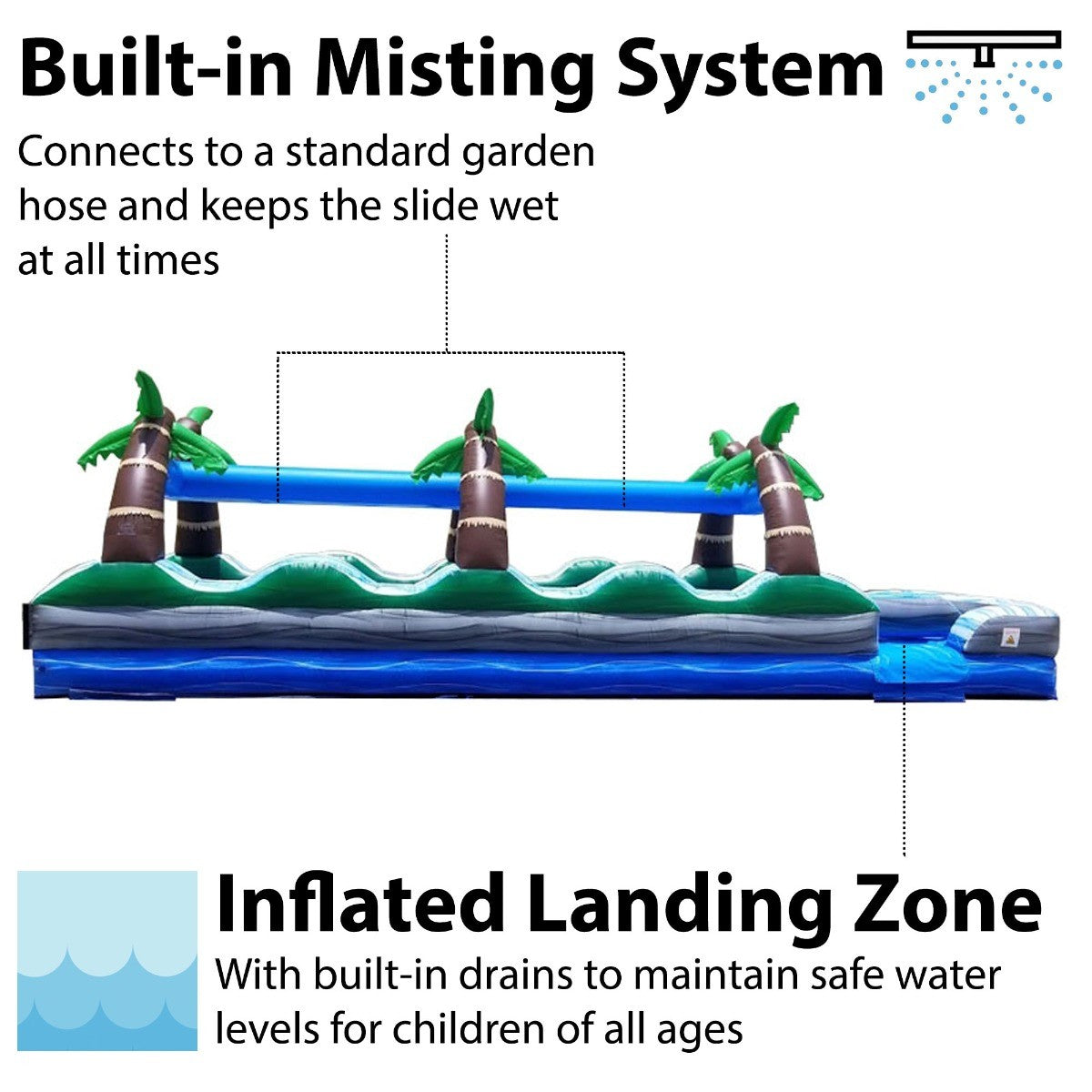 TentandTable Commercial Inflatable Slip n Slide， Tropical Marble Double Lane with Blower， 35'