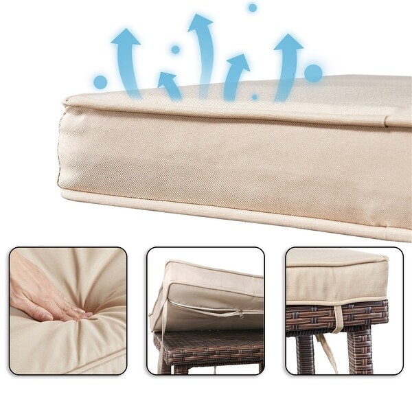 3-Piece Rattan Wicker Bar Height Patio Set for Outdoors， Bro - Overstock - 37150379