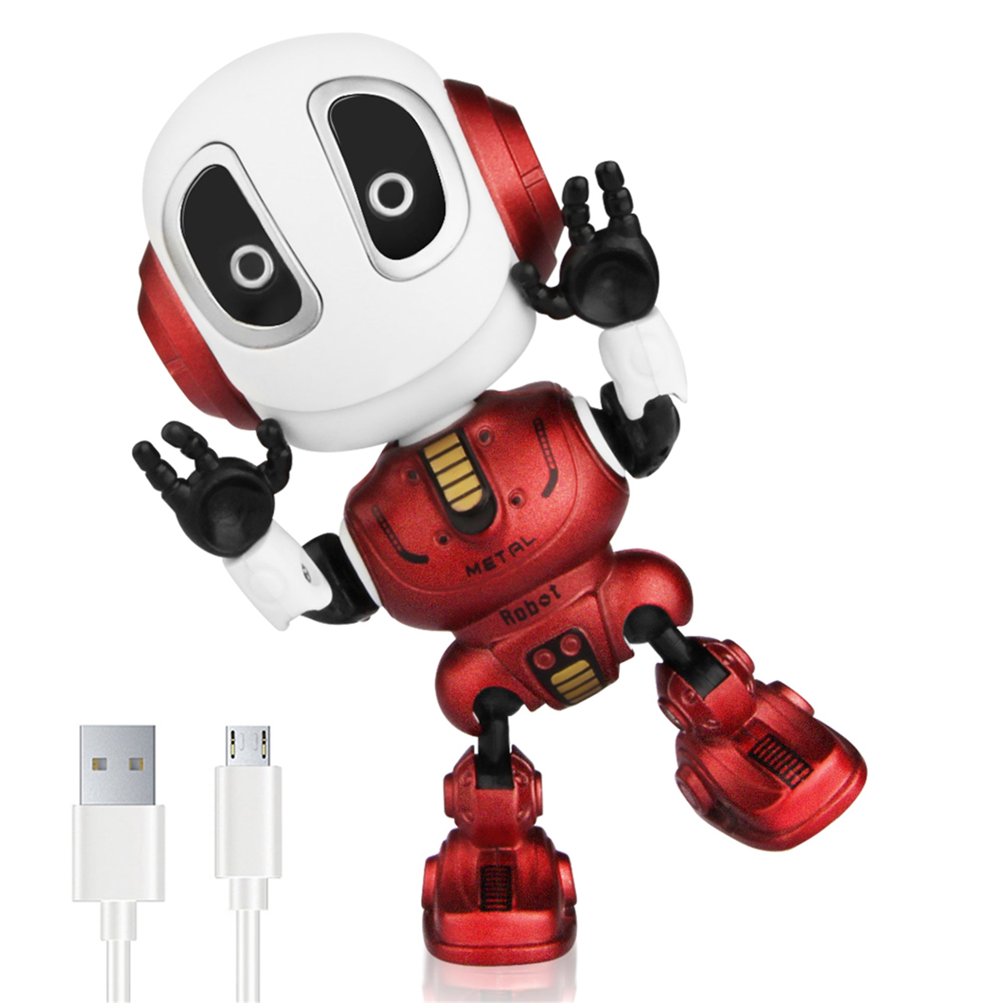 Wupuaait Talking Robot Toy for 3-9 Y Kids with Flexible Body and LED Lights， Red