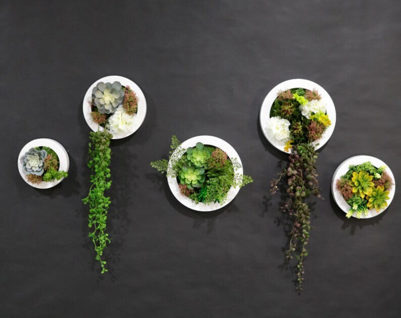 Unique Realistic 3D Rustic Faux Artificial Succulents Wall Art Handmad