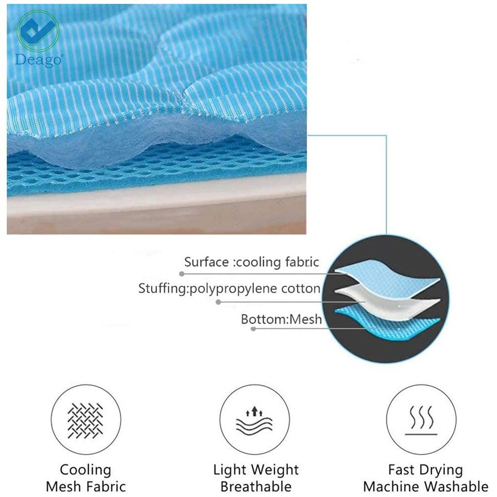 Deago 1Pack Pet Dog Cooling Mat for Kennels Crates Beds Soft Breathable Non Toxic Dog Mattress Pad for Small Medium Large Dogs