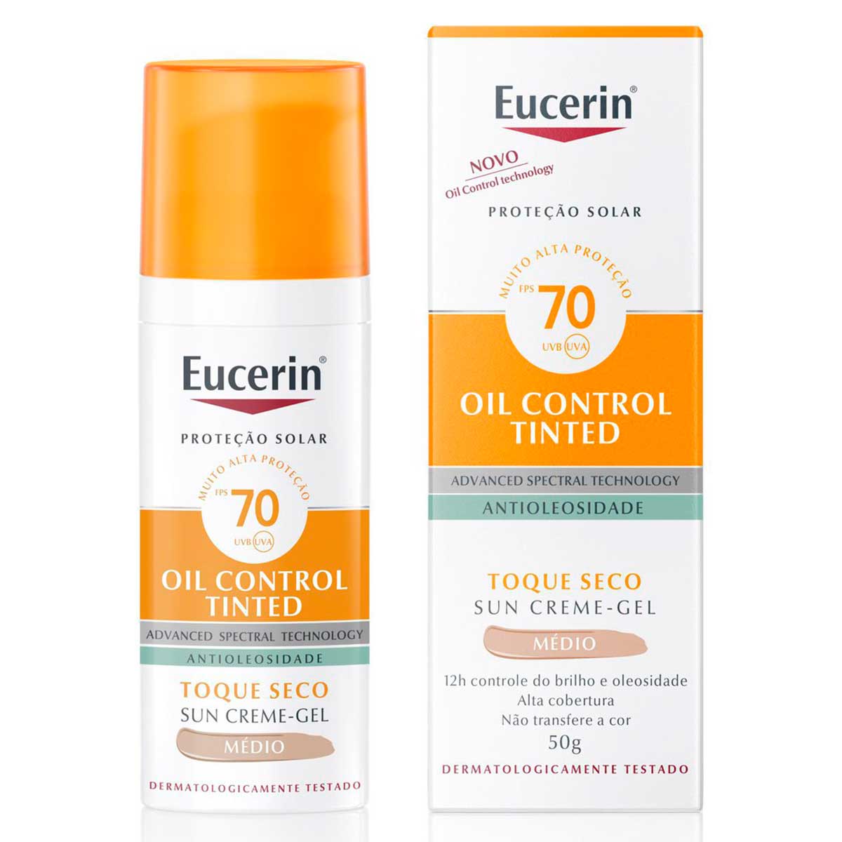 Creme Facial Tinted Medio FPS 70 Eucerin Sun Oil Control 50ml
