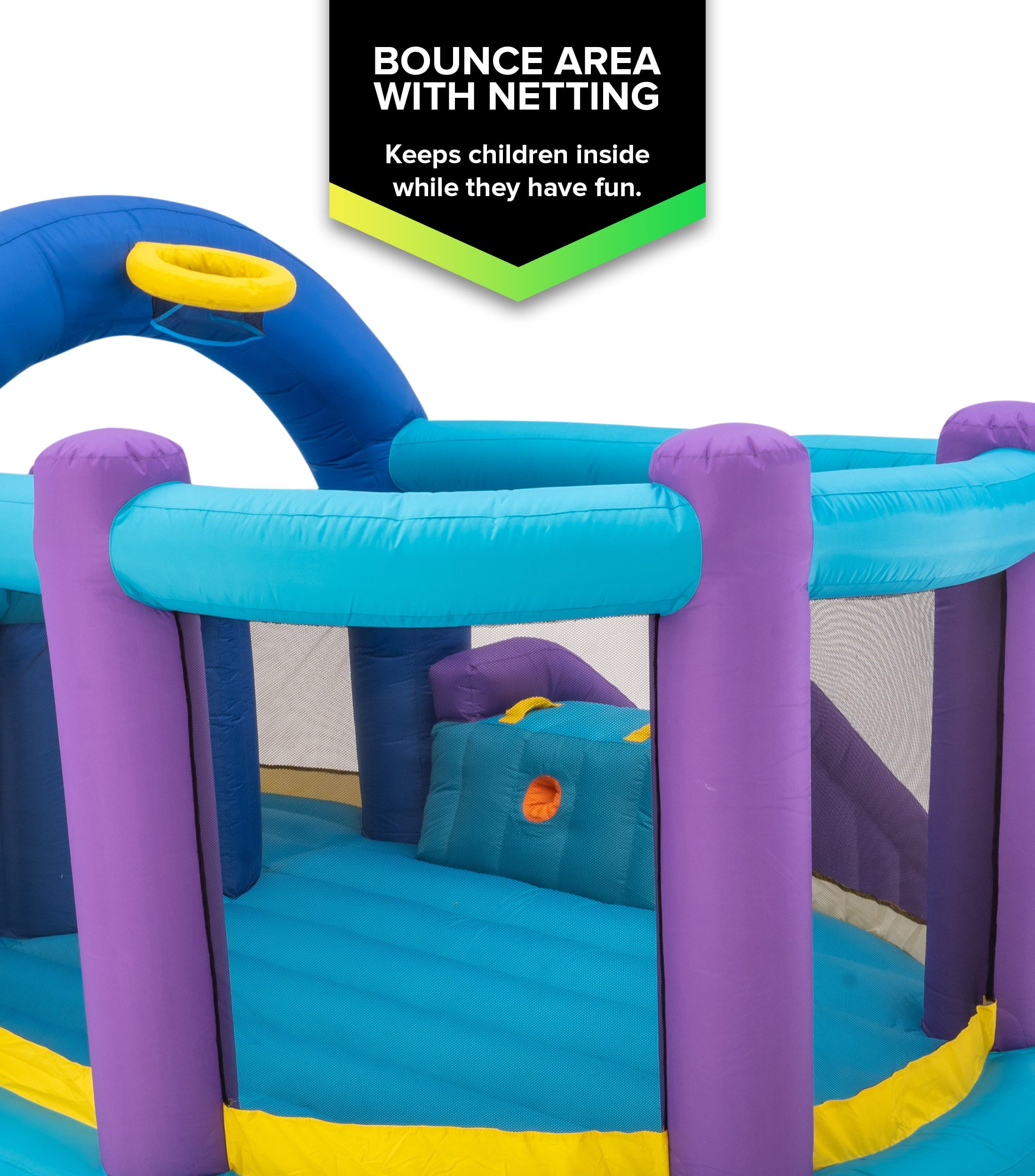 Inflatable Bounce House with Kid’s Whack-A-Play and Basketball Hoop - Blower Included