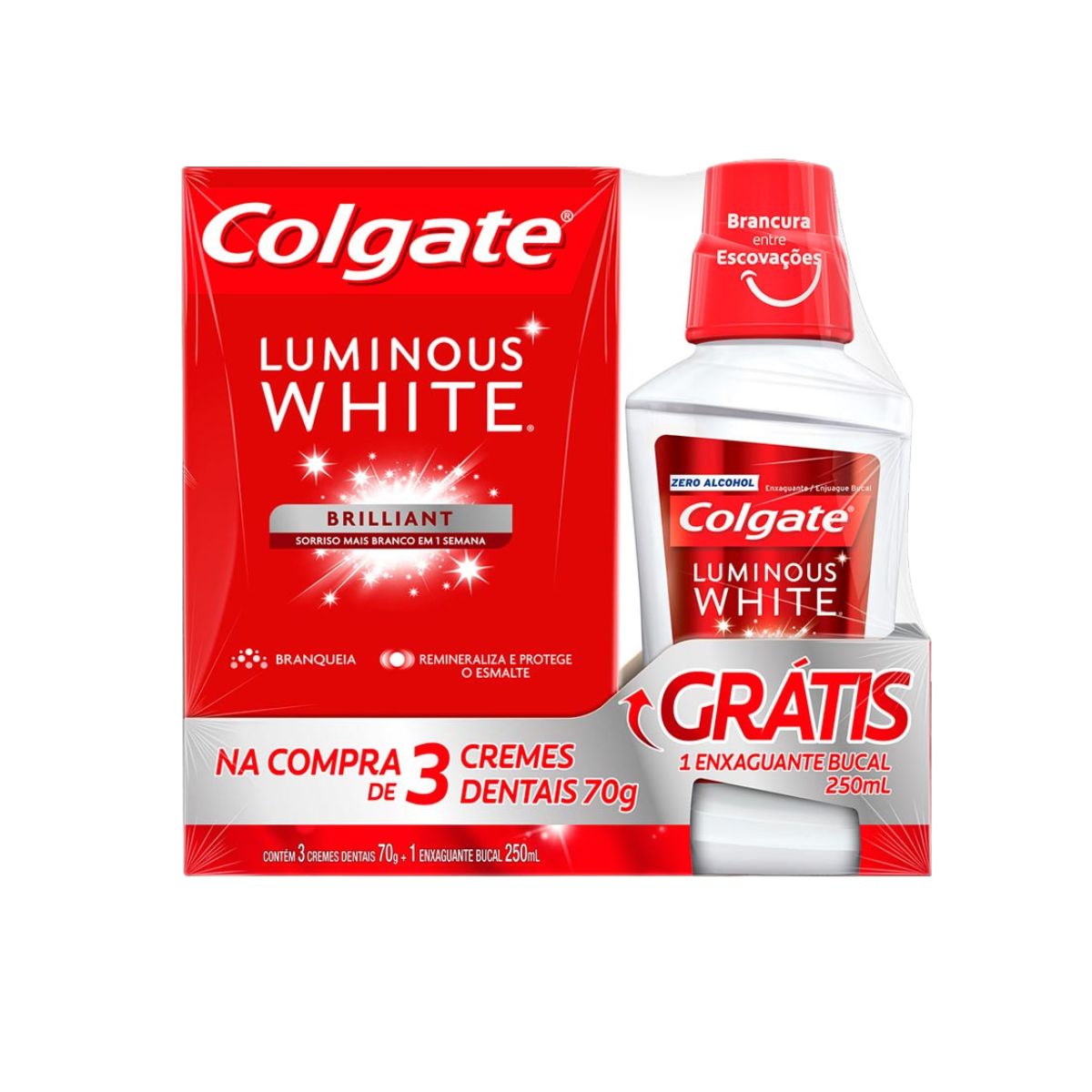 Kit Creme Dental Luminous 70 g 3 un Enxaguante Bucal 250 ml
