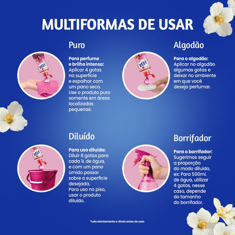 Veja Gotas de Perfume Quartzo Rosa Jasmim Limpador Perfumado Concentrado 100 ml