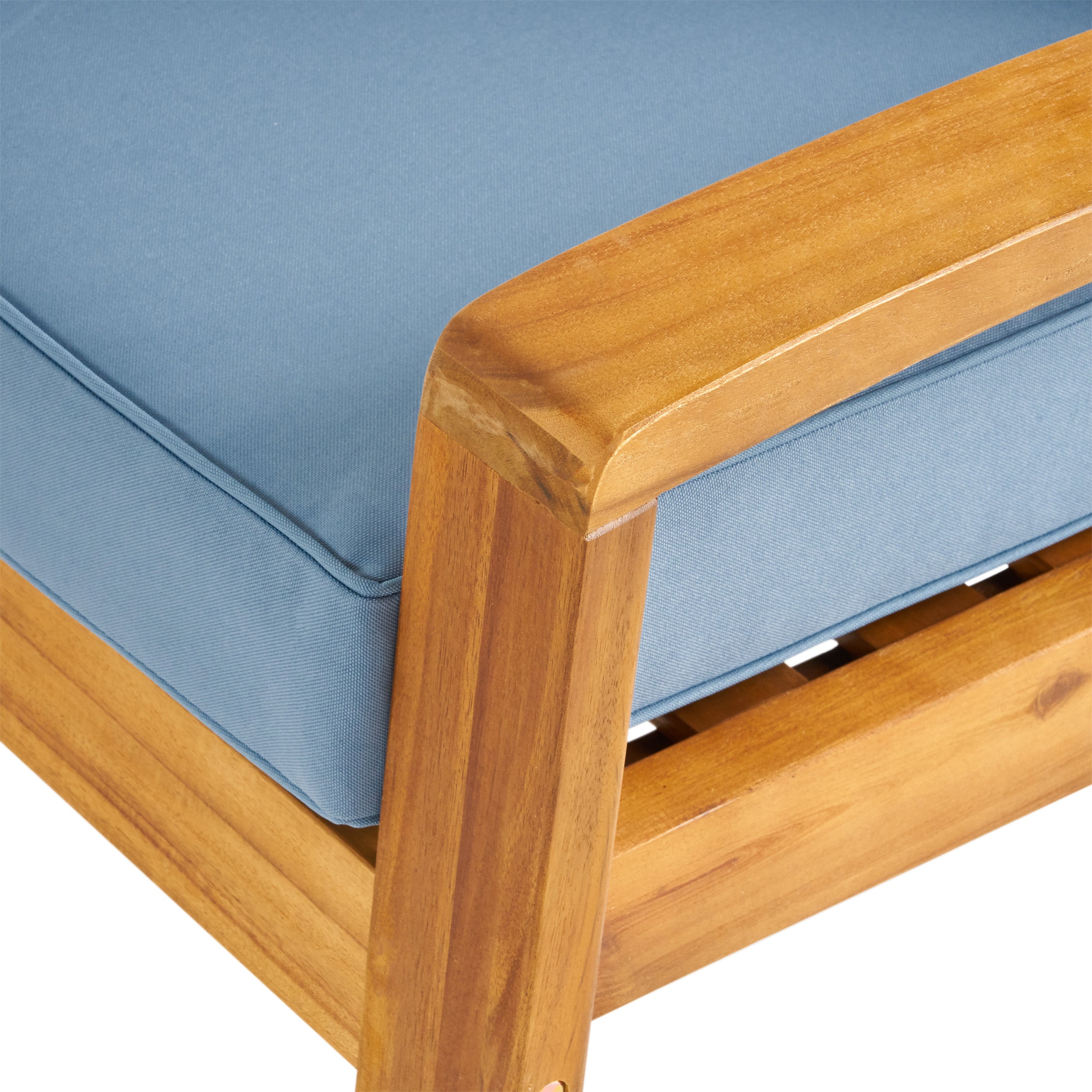 Giselle Outdoor Acacia Wood 7 Seater Sectional Sofa and Loveseat Set with Coffee Table