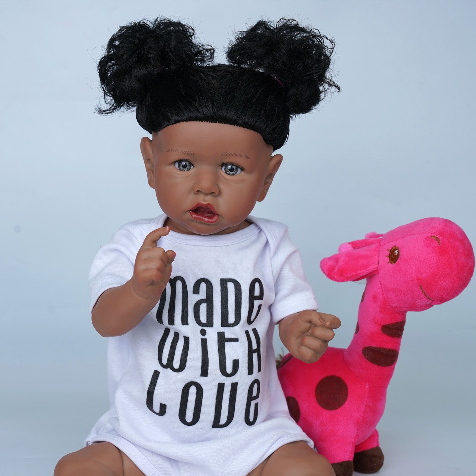 JIZHI 20 Inch Cloth Body Reborn Baby Dolls Newborn Realistic Handmade Reborn Dolls with Black Skin Children Gift Accompany for Birthday Christmas