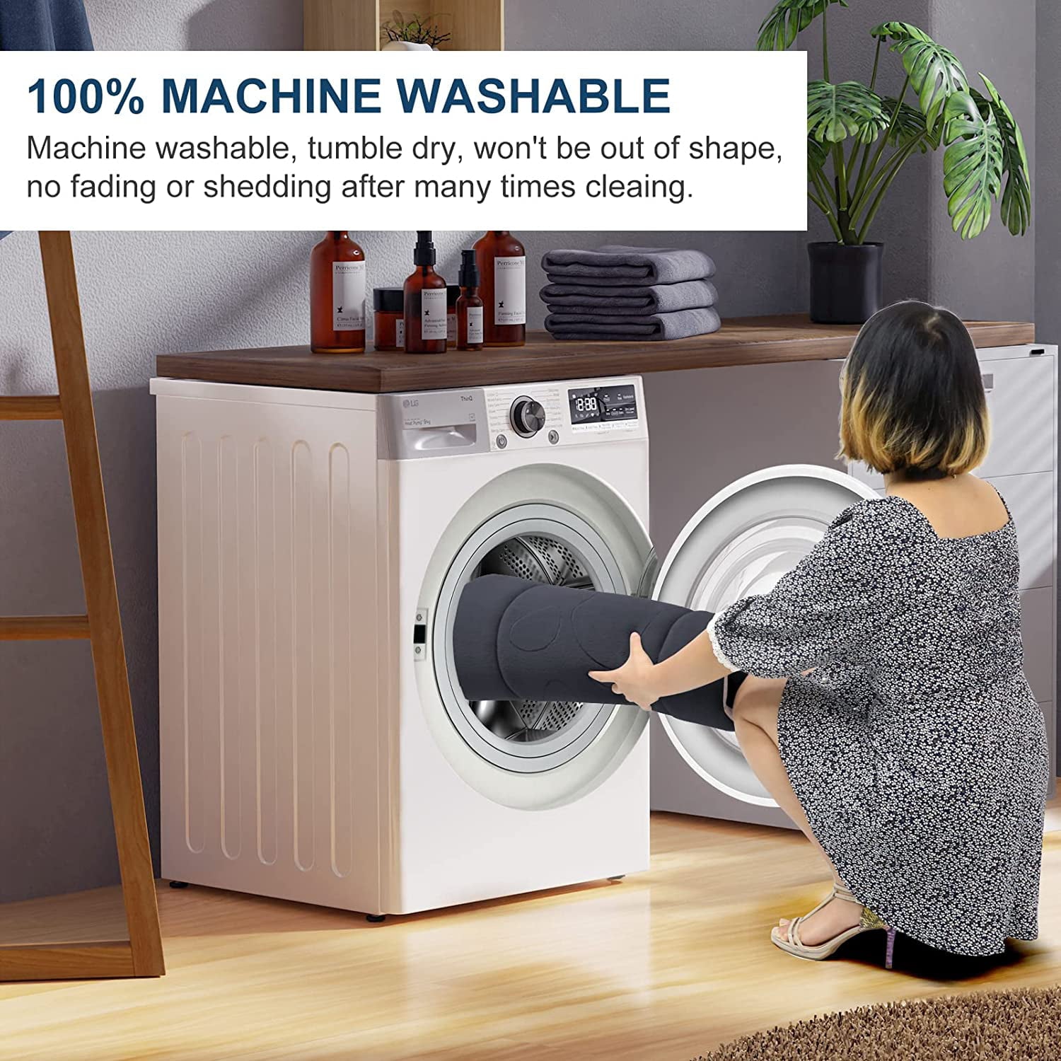 PROCIPE Dog Bed Crate Pad Mat Cute Paw Pet Beds Washable Mattress 42inch Dark Grey