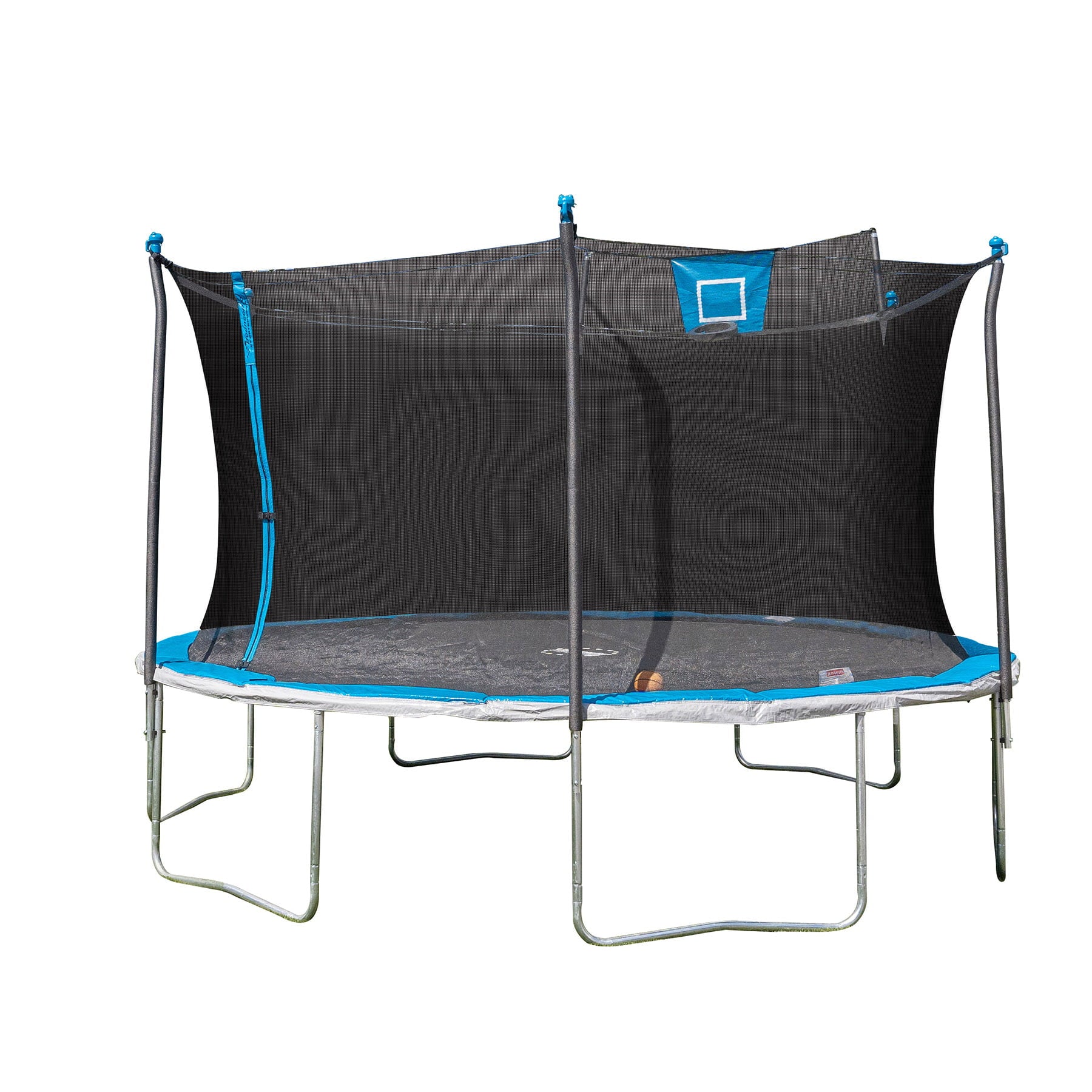 Bounce Pro 14ft Trampoline And Enclosure With Basketball Hoop， Blue