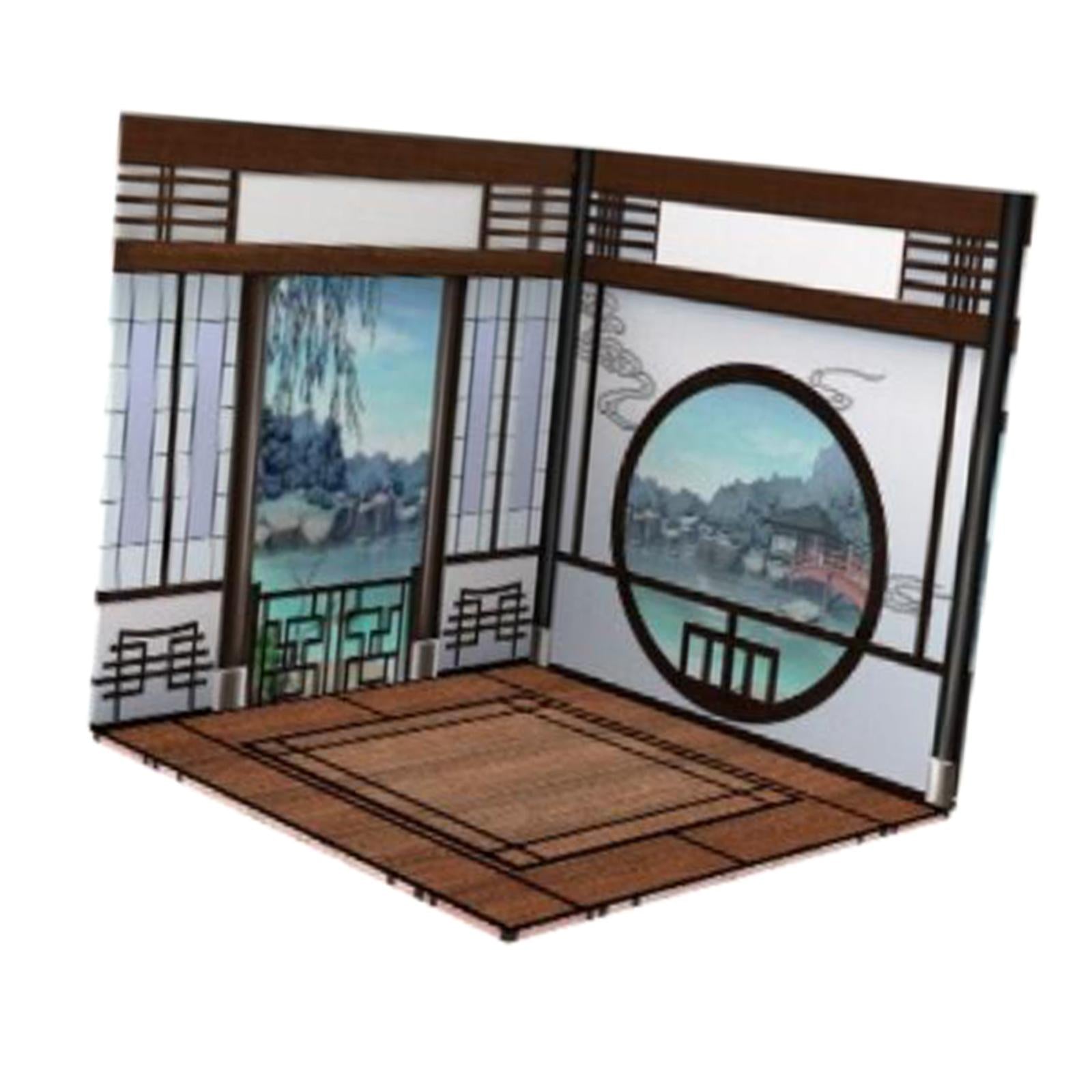 1/12 Scale Backdrop Scene Model Storage Organizer Layout Collection Decorative Scene Display Collection Background for Action Figures Dolls Chinese Room