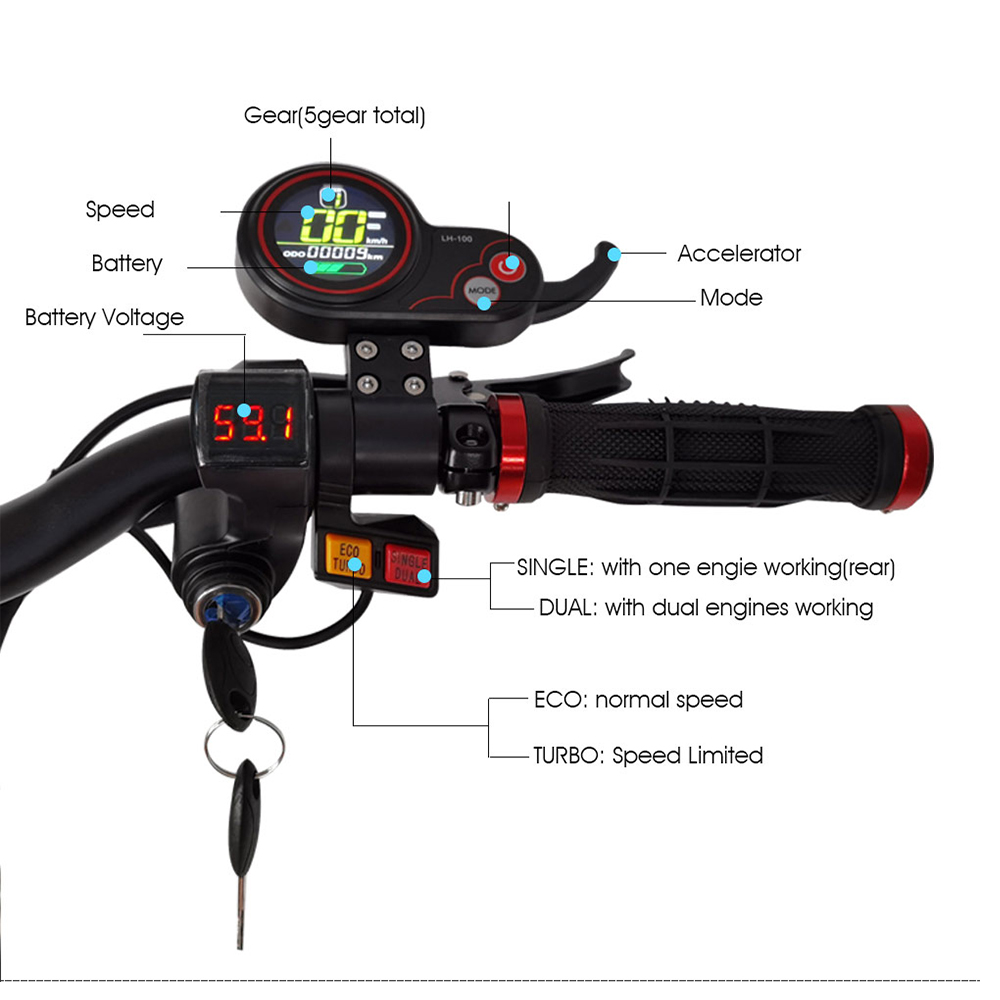 (🔥Oferta por tempo limitado) Patinete elétrico K6 6000W todo terreno com rodas largas e motor duplo, velocidade máxima de 85 km/h
