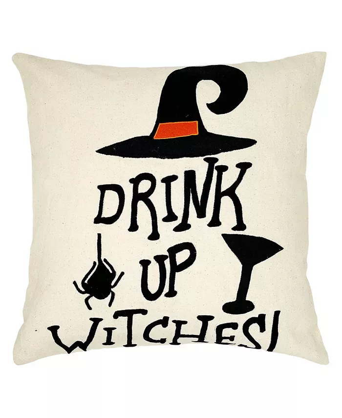 Mod Lifestyles Drink Up Witches Printed Pillow with Piping， 18