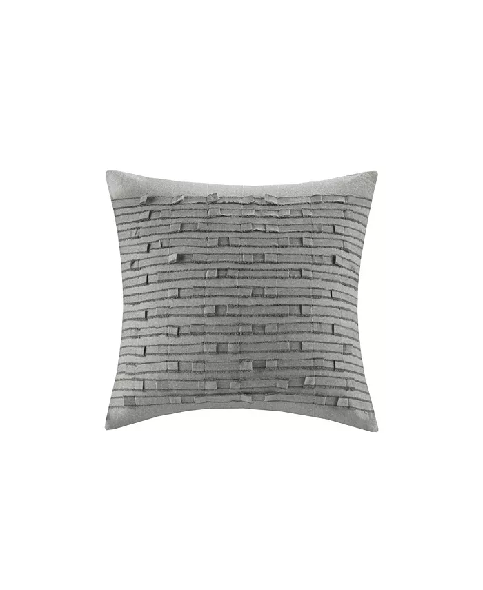 Gracie Mills Cotton Square Pillow with Taupe Finish
