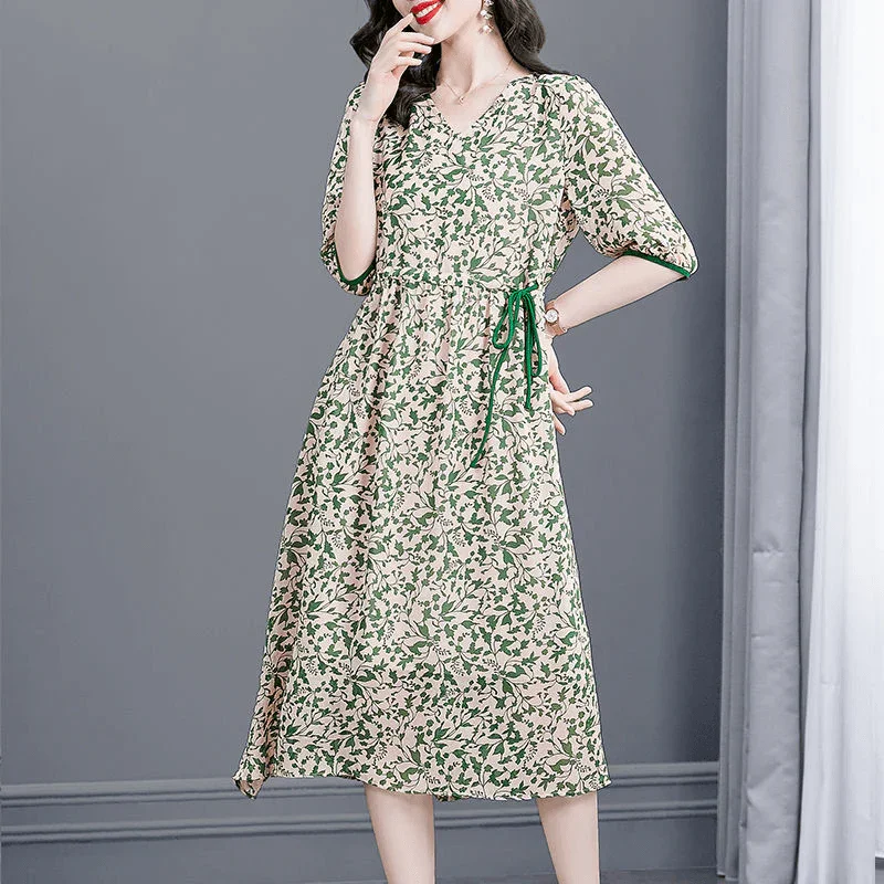 Vestido Floral Anastácia™ em Chiffon / O Vestido com Caimento Soltinho mais Elegante e Versátil de 2024!