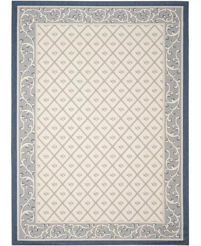 Safavieh Courtyard Beige and Navy 9' x 12' Sisal Weave Outdoor Area Rug
