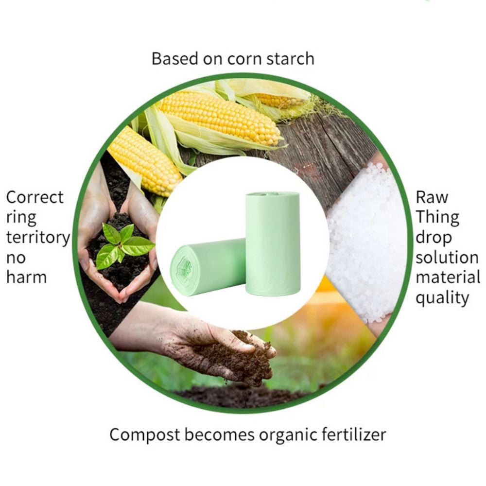 1 Roll/50 Pcs Green Compost Bags Compostable Biodegradable Disposable Trash Bags