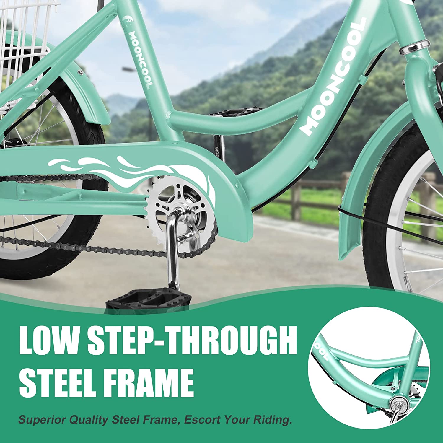 Slsy 16 inch Kids Tricycle， Single-Speed Three Wheeled Bike for 3'9