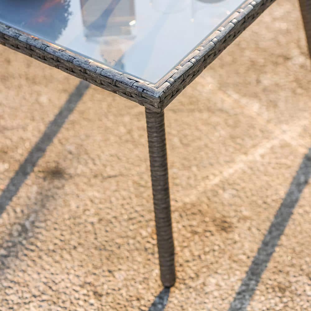 Patio Festival Wicker Outdoor 3Piece Rocking Chair Set with OffWhite Cushion