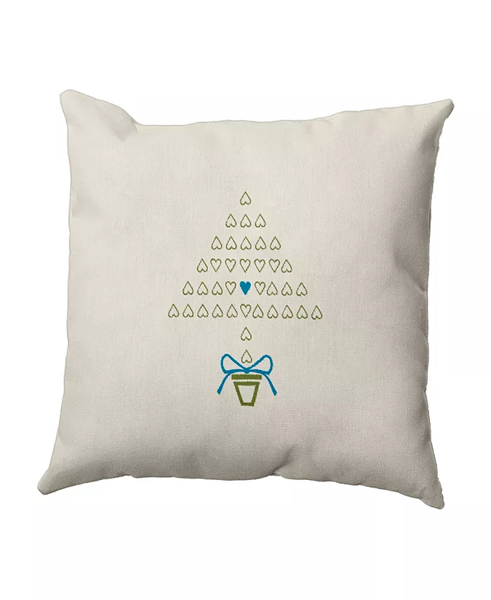 E by Design 16 Inch Off White and Teal Decorative Christmas Throw Pillow