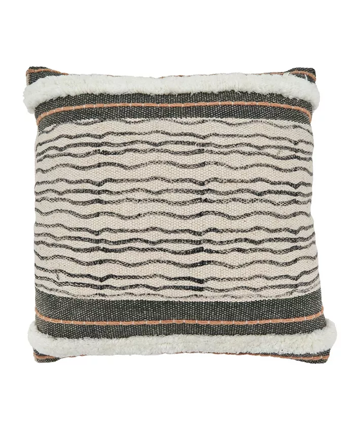 Saro Lifestyle Embroidered Stripe Polyester Filled Decorative Pillow， 20