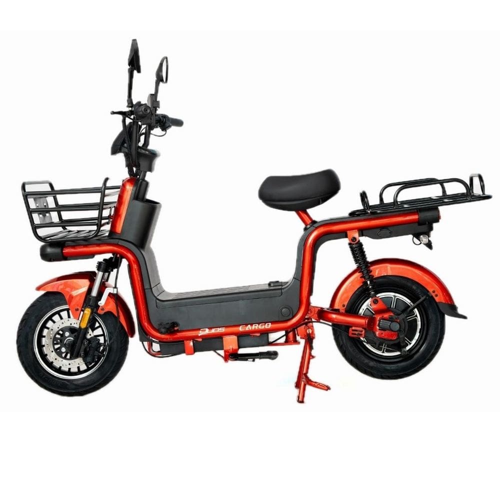 Bicicleta Elétrica 1000W Bateria de Lítio Alarme Cargo Duos Vermelha