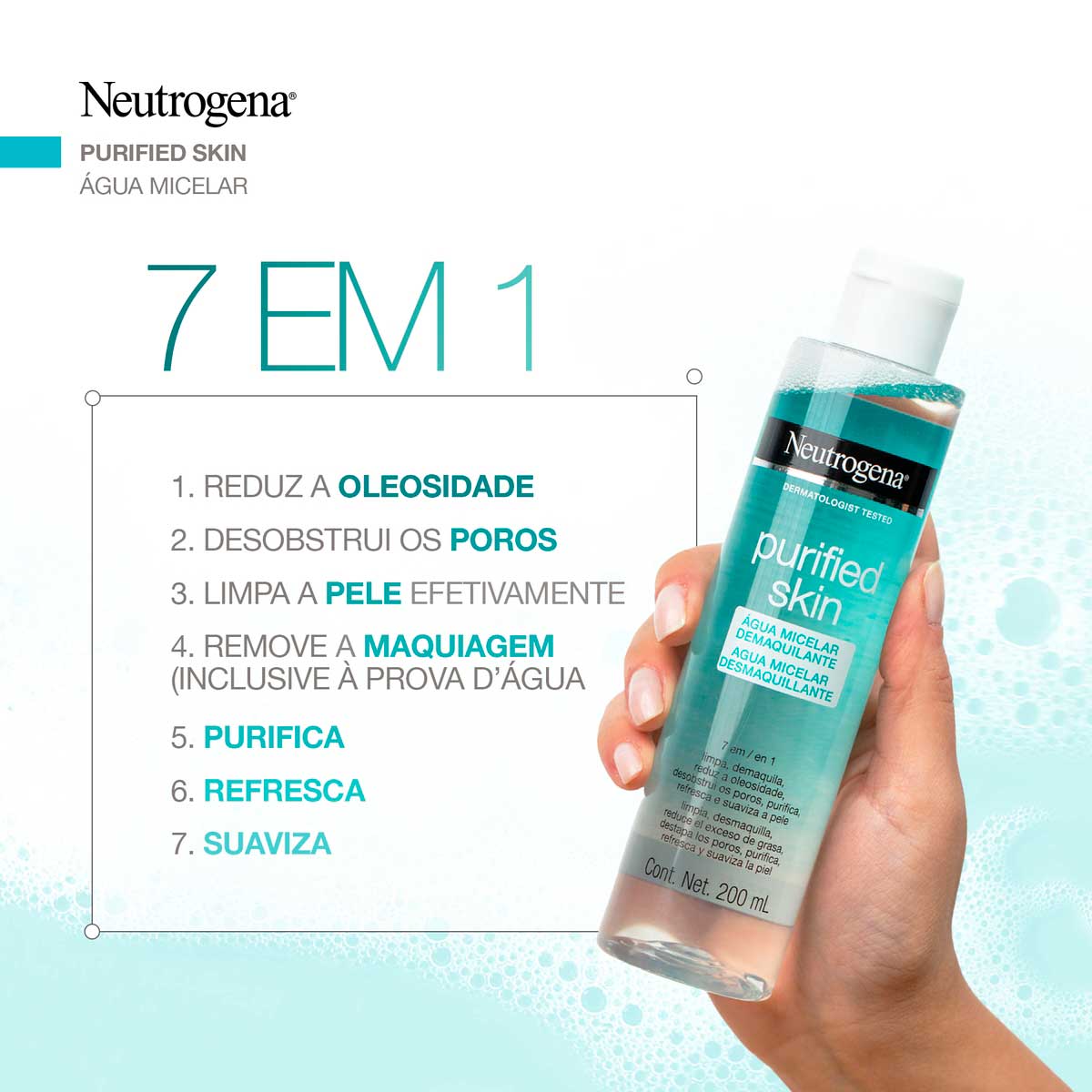 Agua Micelar Demaquilante Neutrogena Purified Skin 200ml