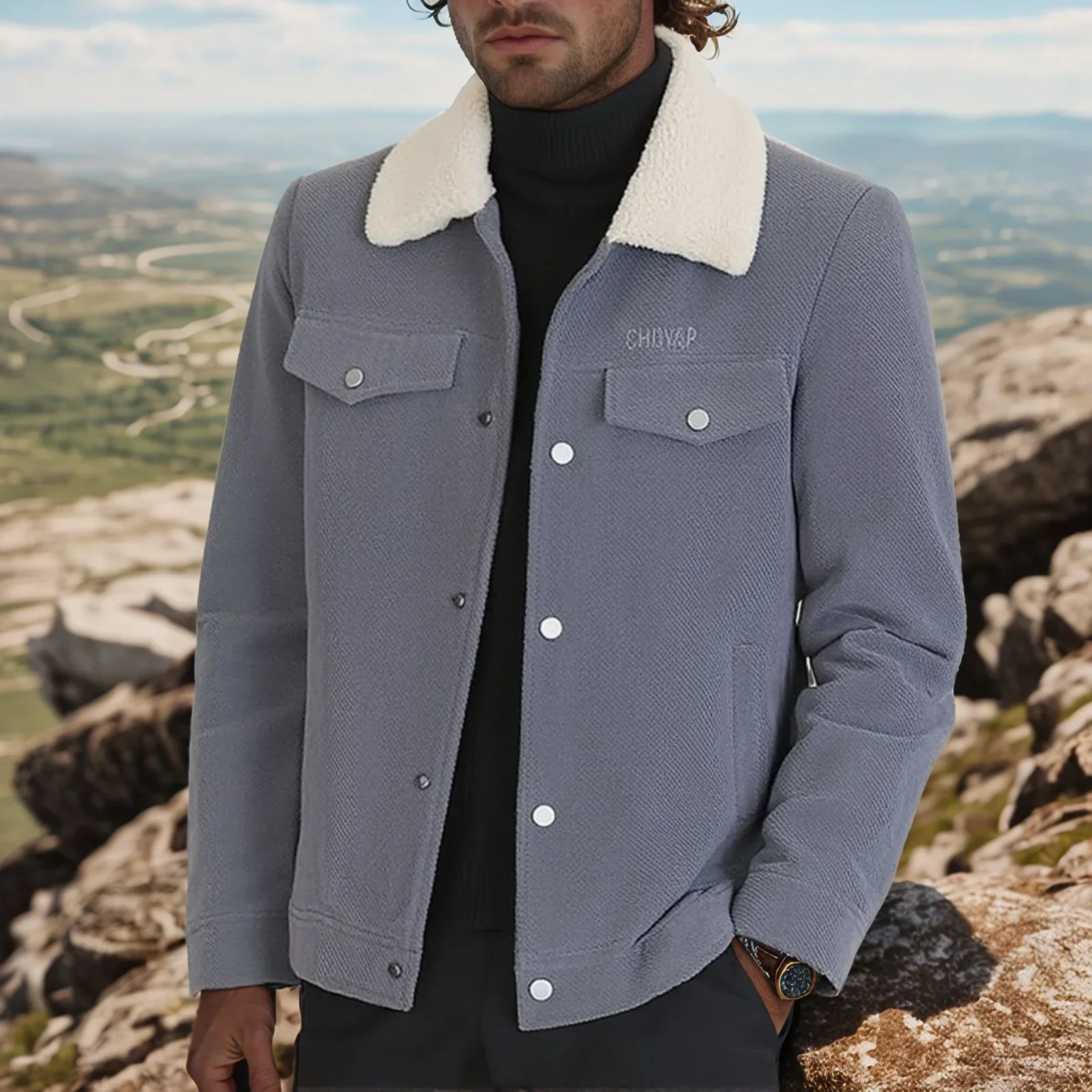 Jaqueta Timberline™ em Veludo Cotelê com Gola Shearling / Para Homens que Encaram o Frio com Estilo e Personalidade!