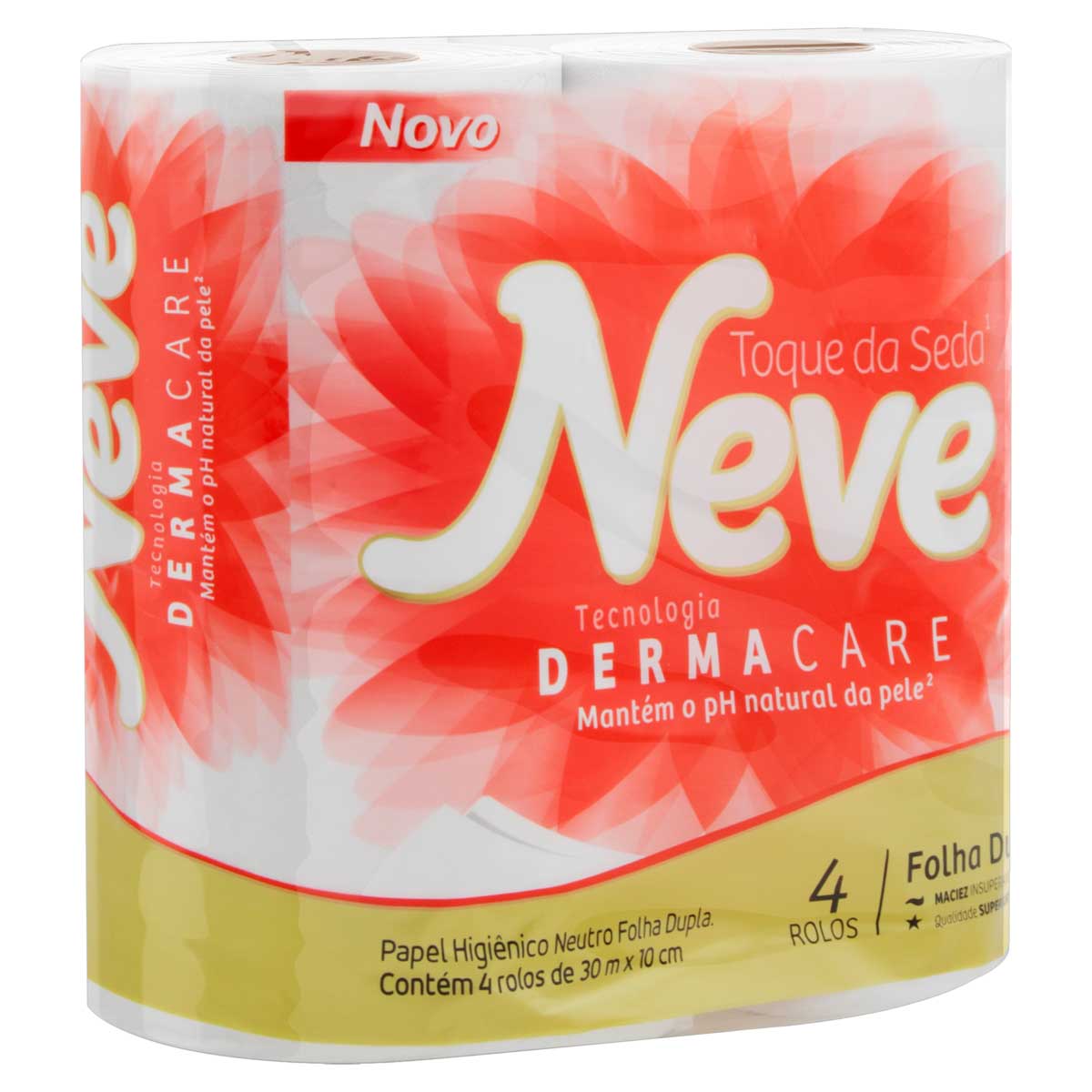 Papel Higienico Folha Dupla Neutro Neve Toque da Seda 30m Pacote 4 Unidades