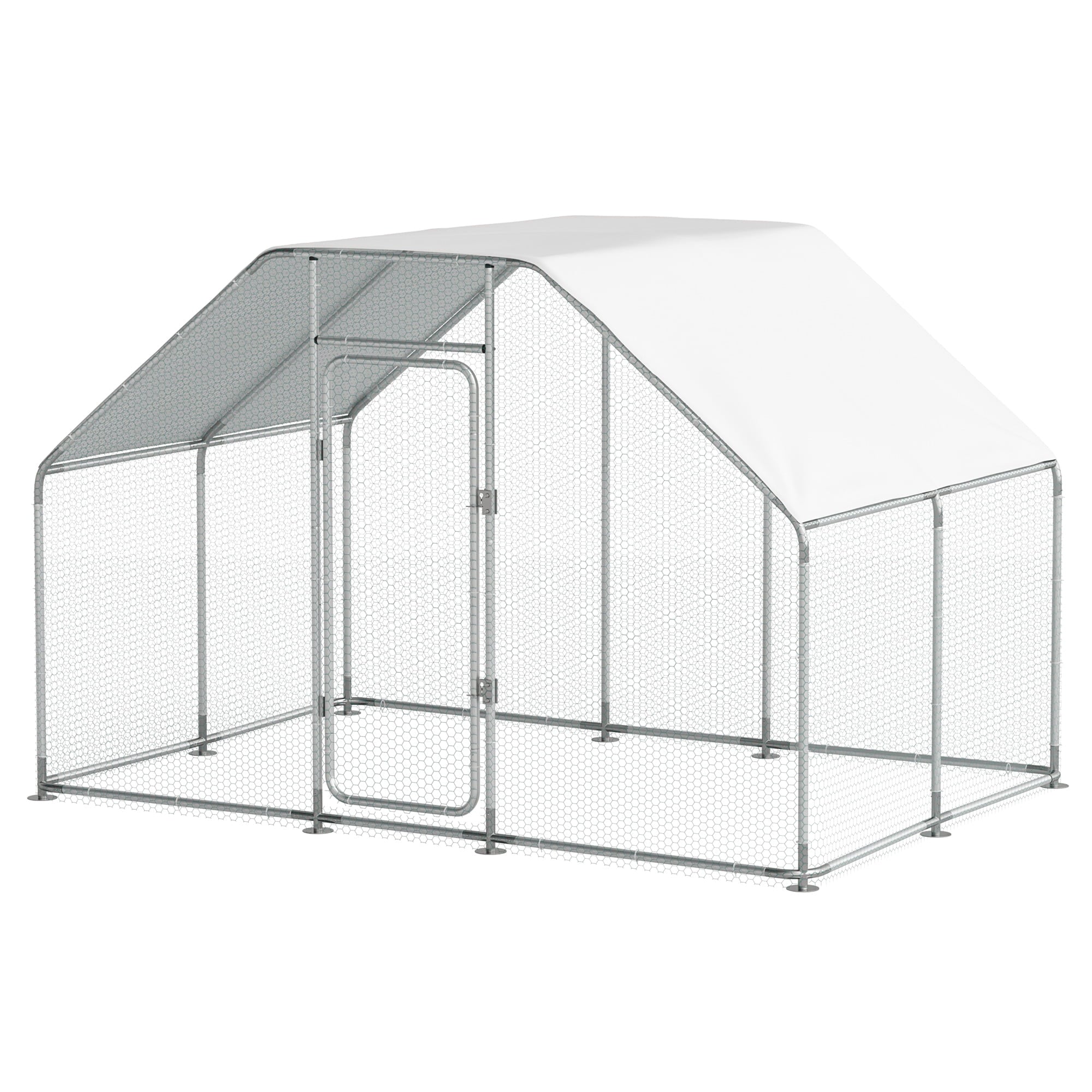 Large Metal Chicken Coop for 16 Chickens Walk-in Poultry Cage Hen Run House Rabbits Habitat Cage Spire Shaped Coop with Anti-Ultraviolet and Waterproof Cover for Outdoor Backyard Farm Use