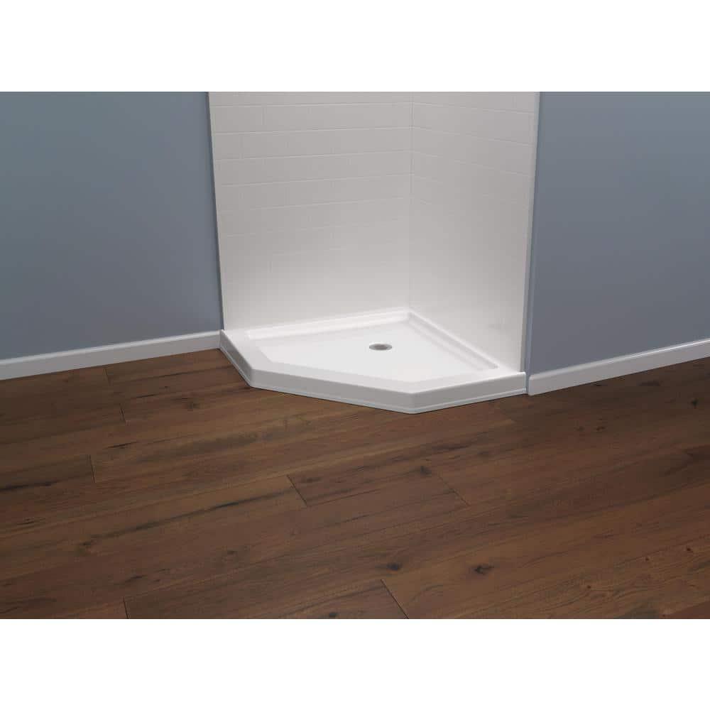 Delta Foundations 38 in L x 38 in W Corner Shower Pan Base with Corner Drain in White