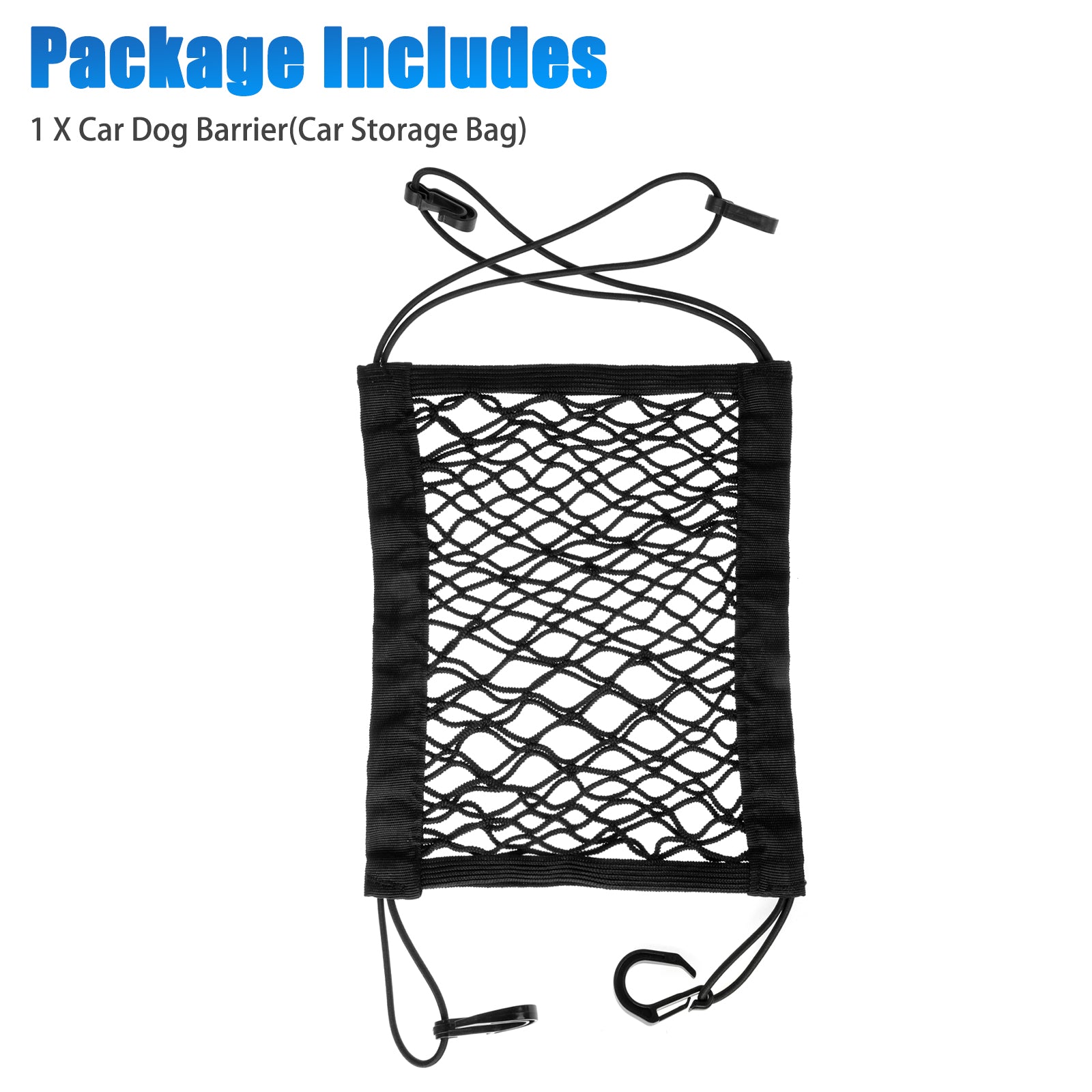 EEEkit Dog Car Net Barrier Back Seat Pet Barrier Auto Safety Mesh Organizer Universal Stretchable Storage Bag Pet Disturb Stopper for Driving Safely with Children and Pets， Black