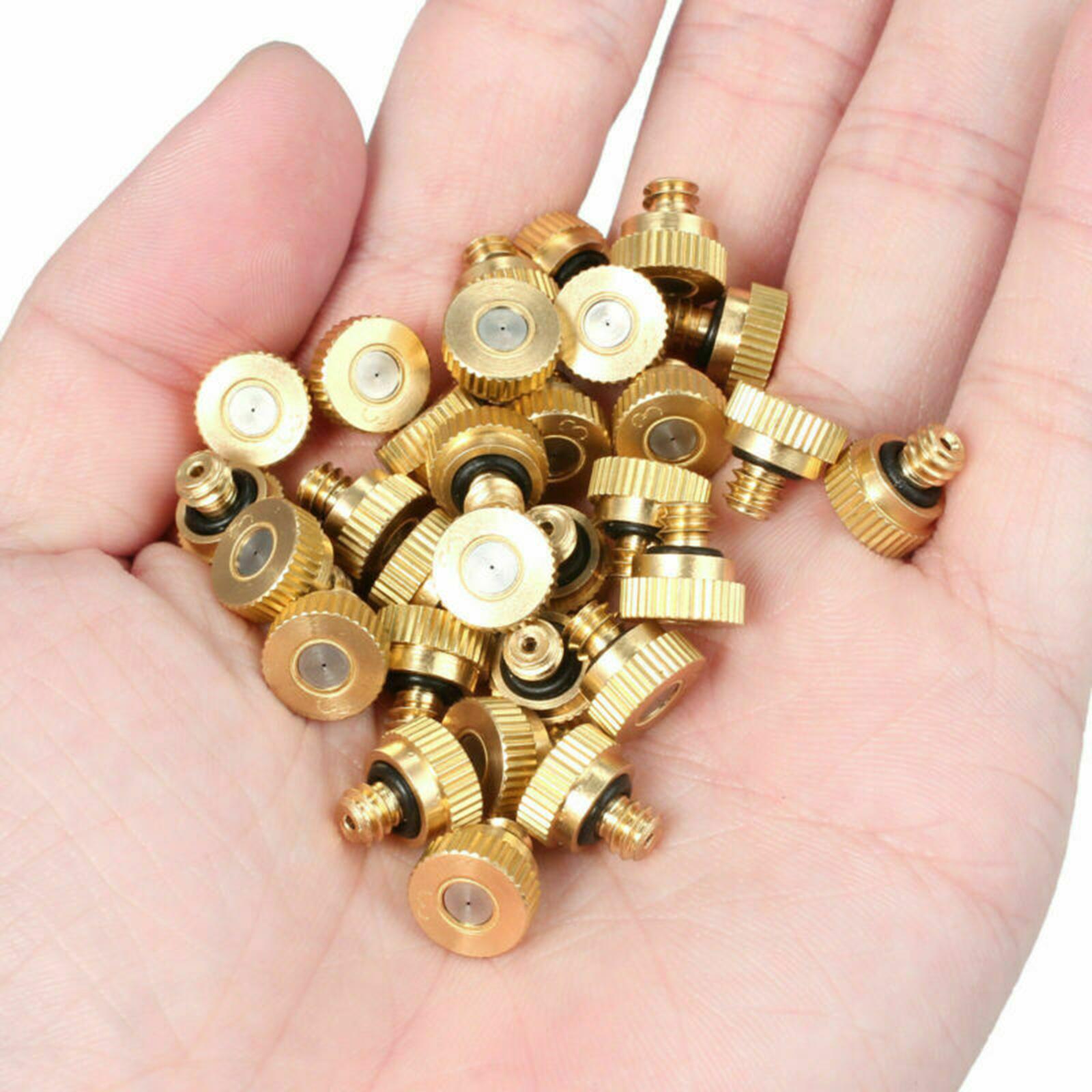 20 Pack Brass Misting Nozzles Replacement Heads for Garden Patio Lawn Landscaping and Outdoor Cooling Mister .1mm