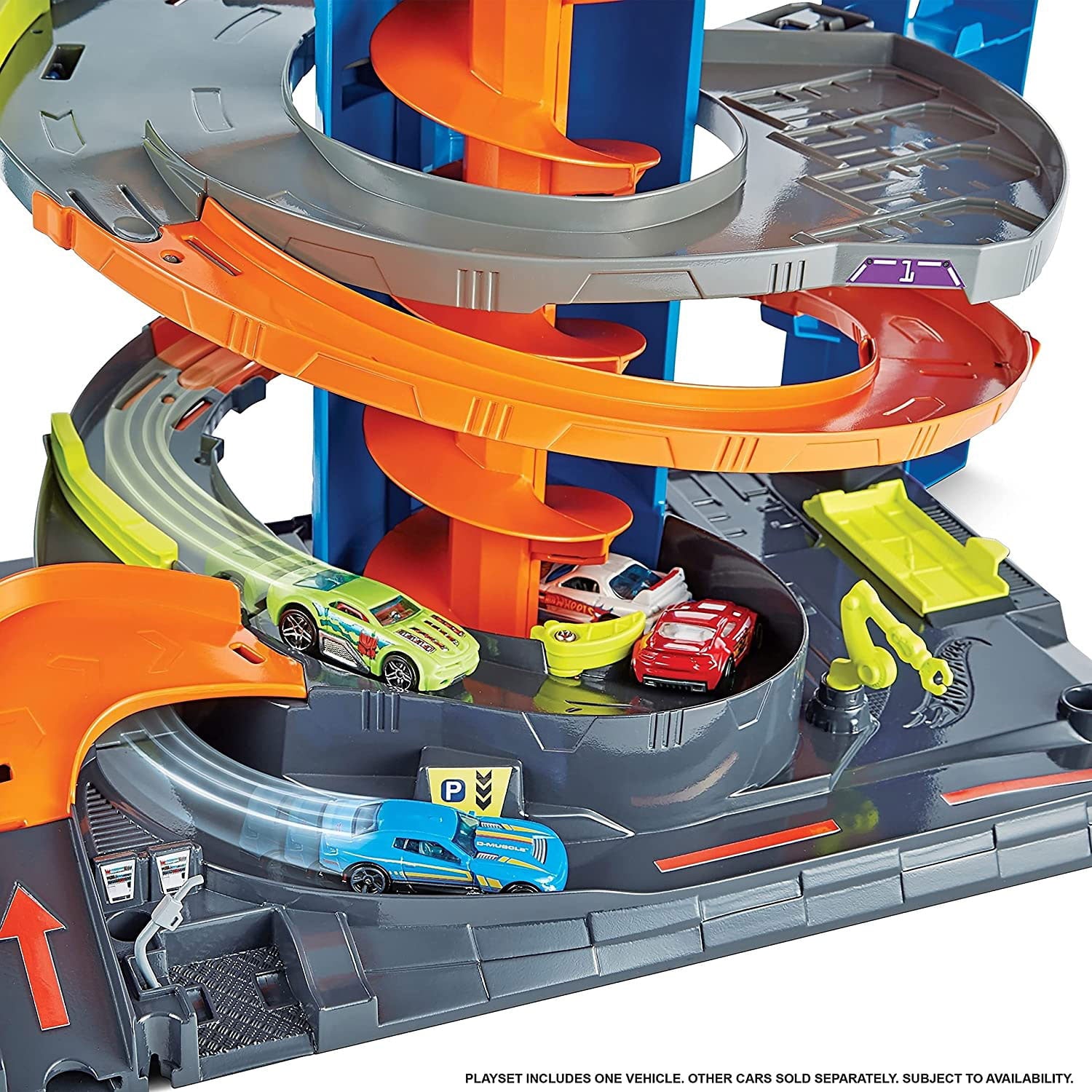Hot Wheels City Mega Garage Playset with Storage for Over 60 Cars， Ages 4+