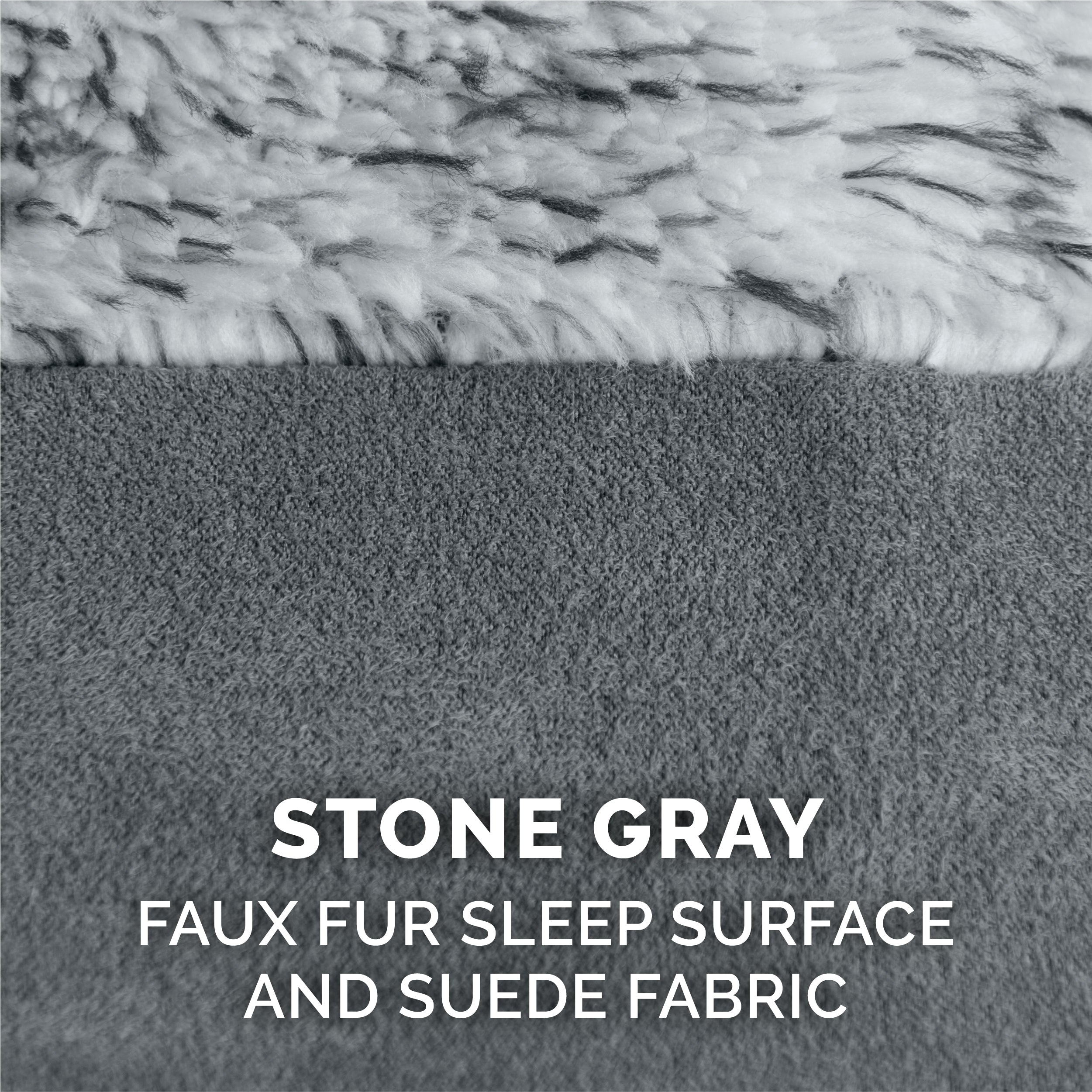 FurHaven Pet Products | Faux Fur and Suede Chaise Lounge Pillow Sofa-Style Pet Bed for Dogs and Cats， Stone Gray， Medium