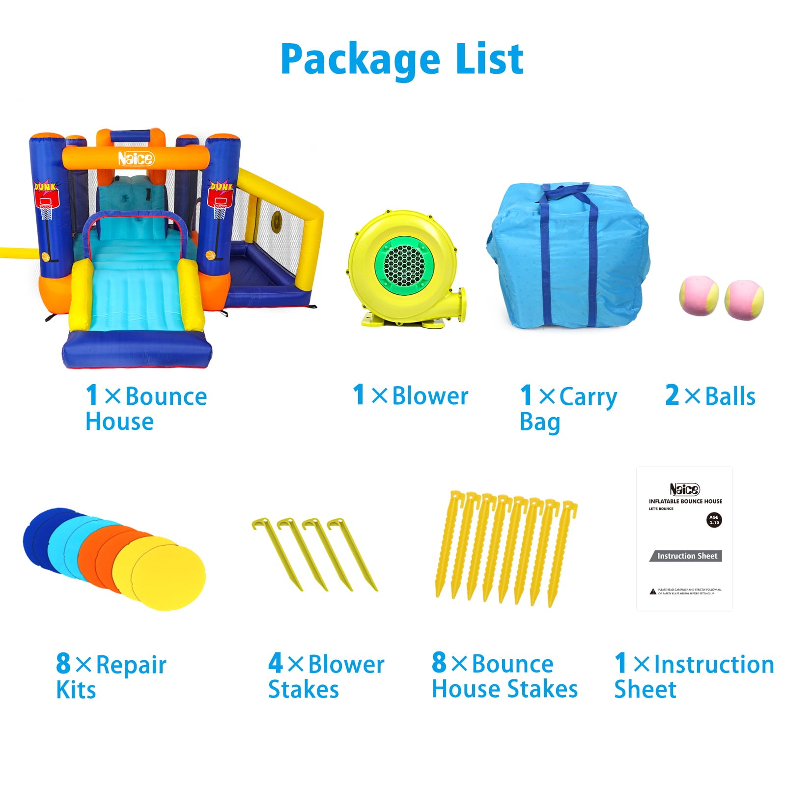 Peradix Inflatable Bounce Jumper Houses Castle Double Slide Climbing Wall Ball Pit with Blower Outdoor Indoor for Kids 3-12 Years Old