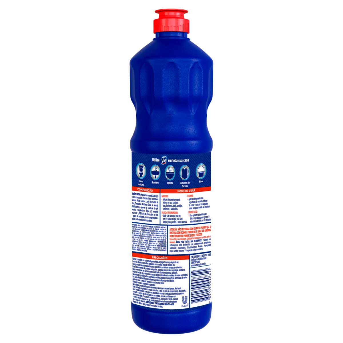 Desinfetante Uso Geral Cloro Gel Original Vim Frasco Leve 700ml Pague 490ml