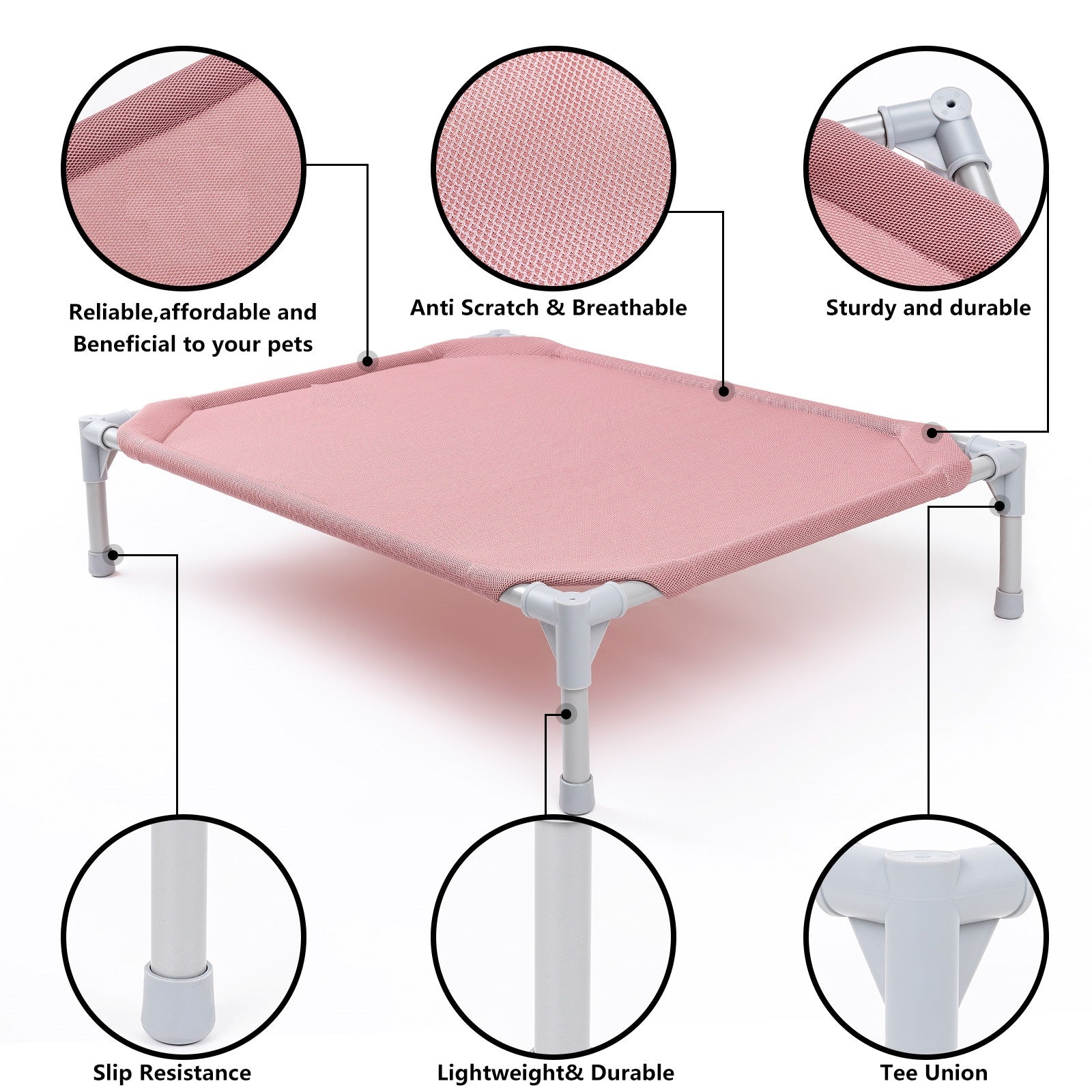 QBLEEV Dog Bed Elevated Comfortable Pet Cot Indoor and Outdoors Camping Steel Frame Mat ，breathable and moisture-proof