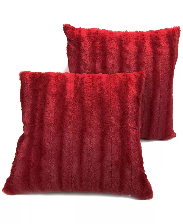 Cheer Collection Plush Reversible Faux Fur 2-Pack Decorative Pillow， 22