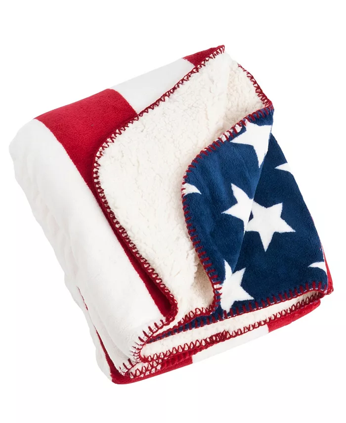 Saro Lifestyle US Flag Design Sherpa Throw
