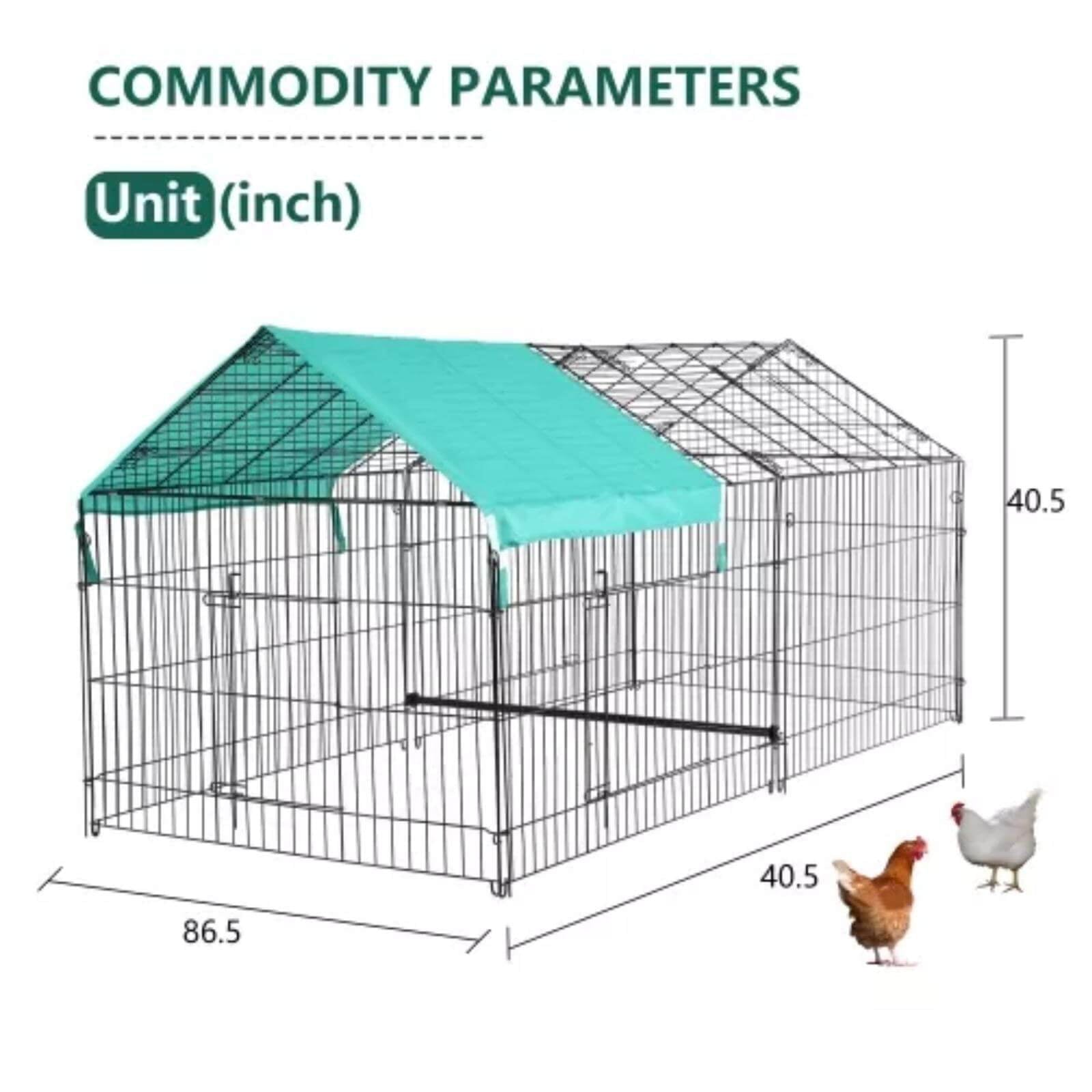 NiamVelo Extra Large Metal Chicken Coop， Outdoor Chicken Cage Chicken Coop Runs with Doorand Covere for Backyard Farm， Black