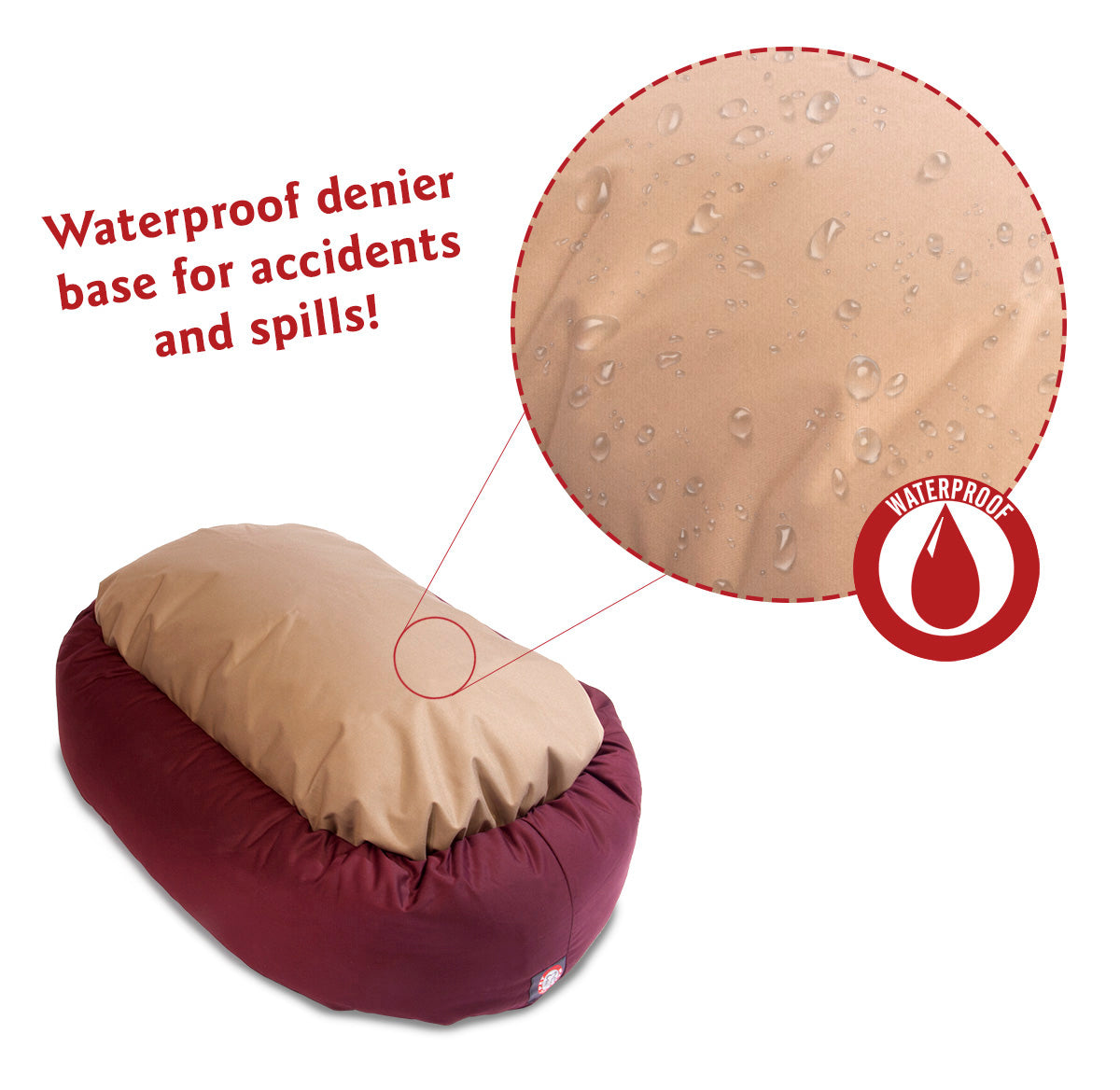 Majestic Pet | Poly/Cotton Bagel Pet Bed For Dogs， Burgundy， Extra Large