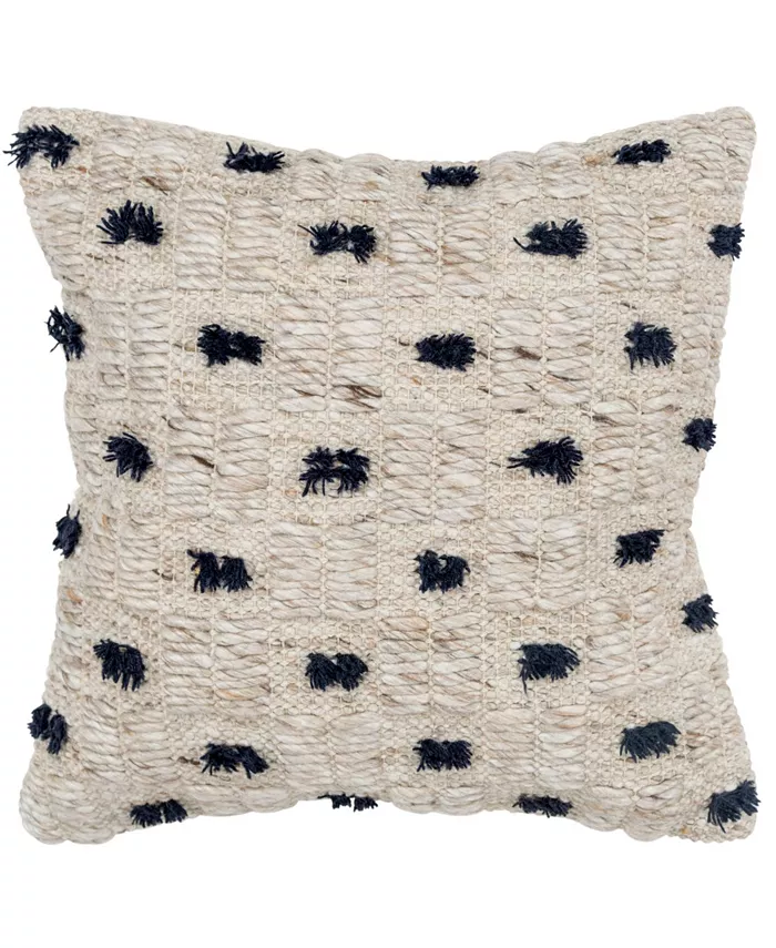 Rizzy Home Polka Dot Polyester Filled Decorative Pillow， 20